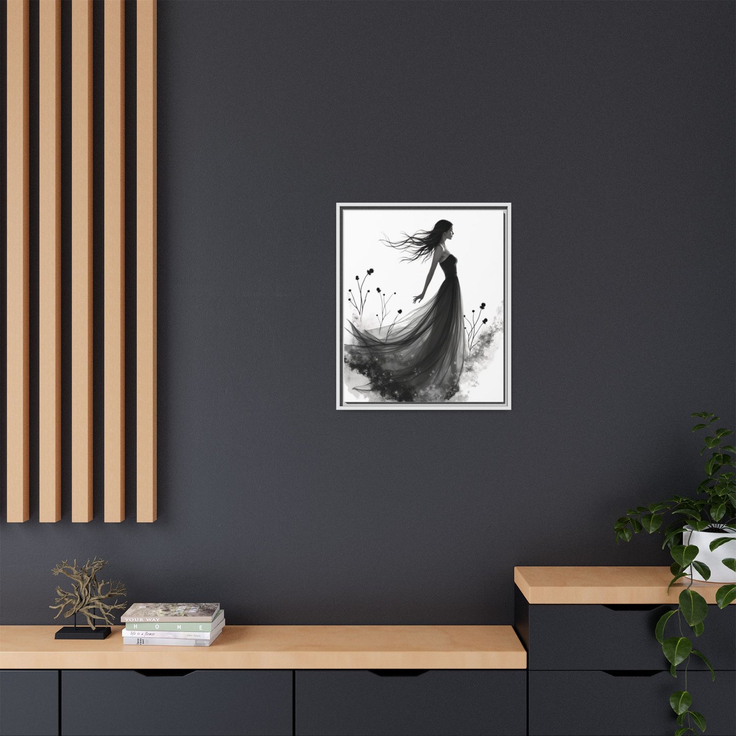 Canvas Print, Woman in Grass, Wall Art Decor, Female Portrait Picture, Nature Illustration