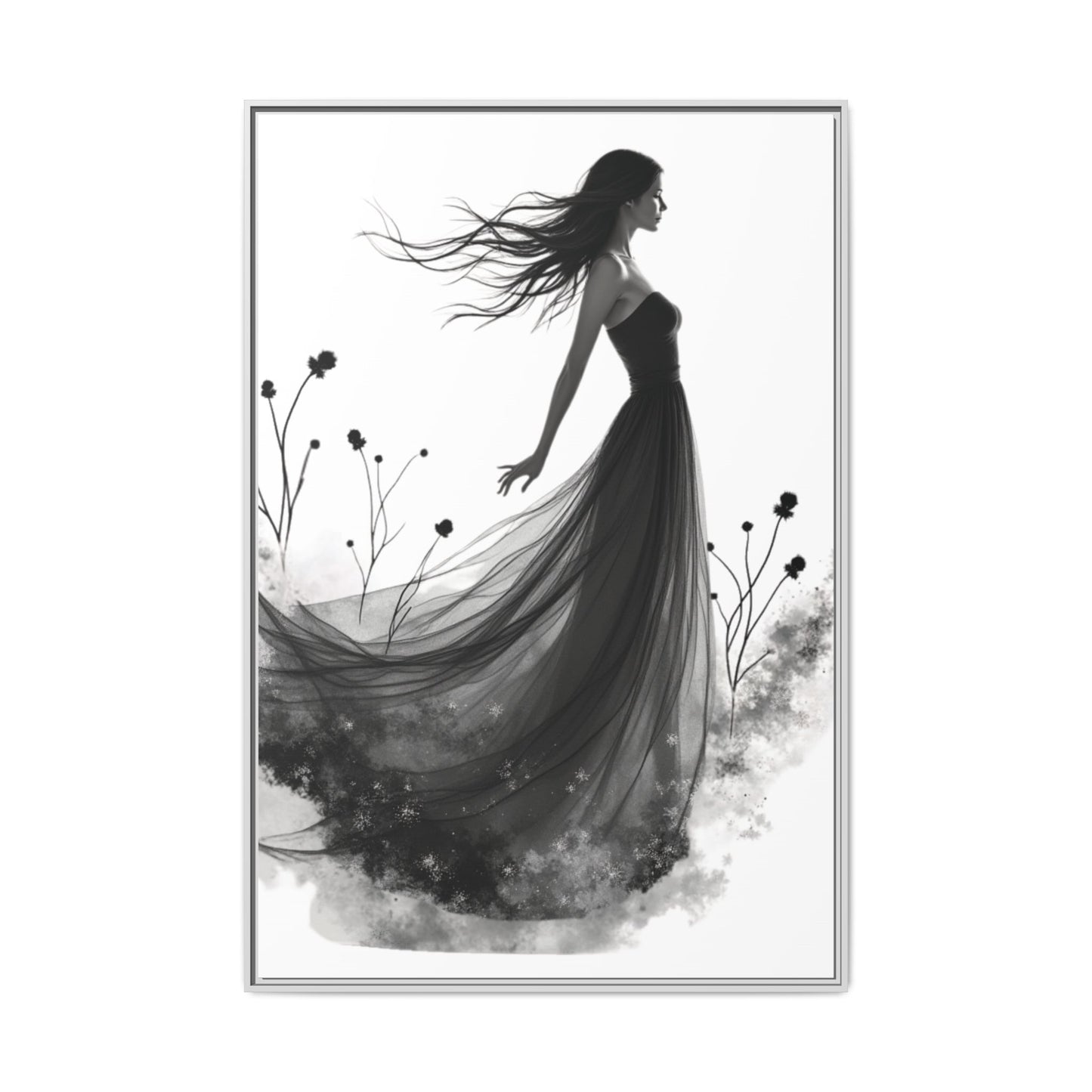Canvas Print, Woman in Grass, Wall Art Decor, Female Portrait Picture, Nature Illustration