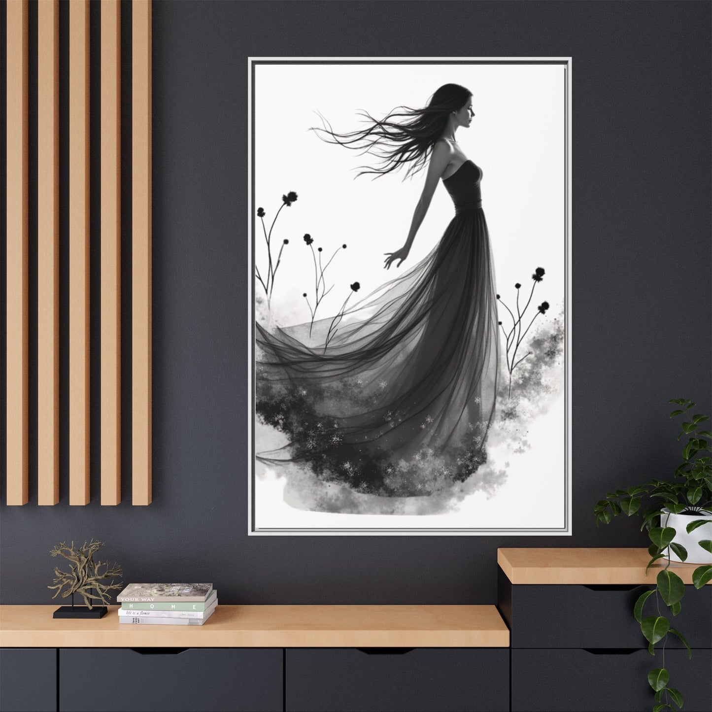 Canvas Print, Woman in Grass, Wall Art Decor, Female Portrait Picture, Nature Illustration