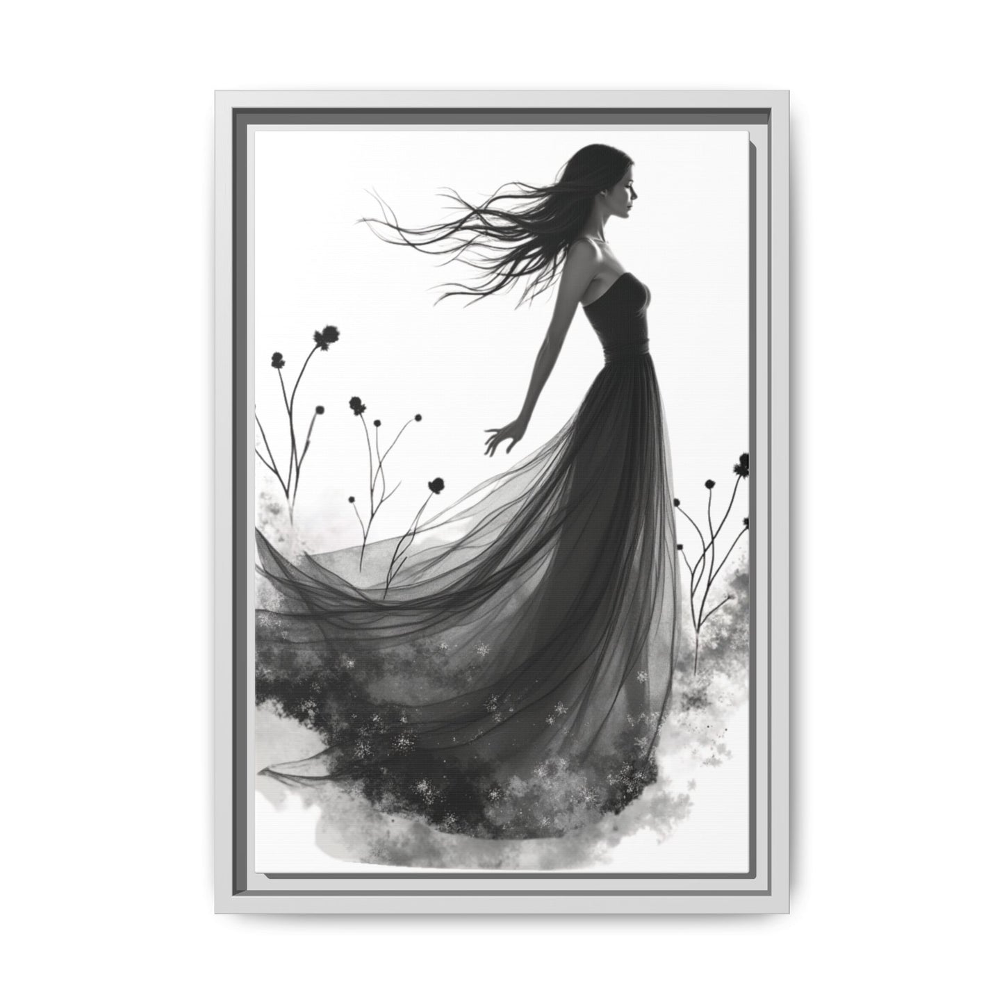 Canvas Print, Woman in Grass, Wall Art Decor, Female Portrait Picture, Nature Illustration