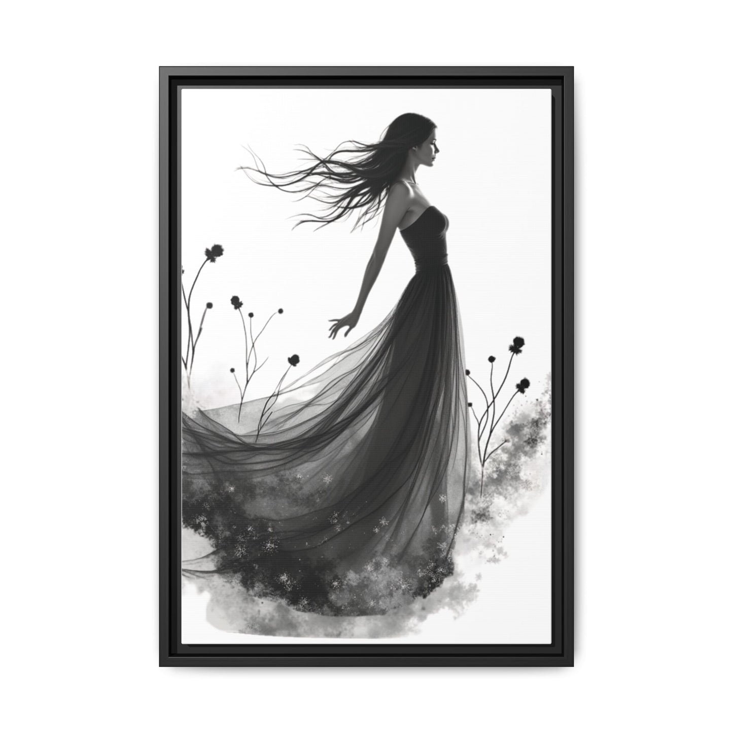 Canvas Print, Woman in Grass, Wall Art Decor, Female Portrait Picture, Nature Illustration