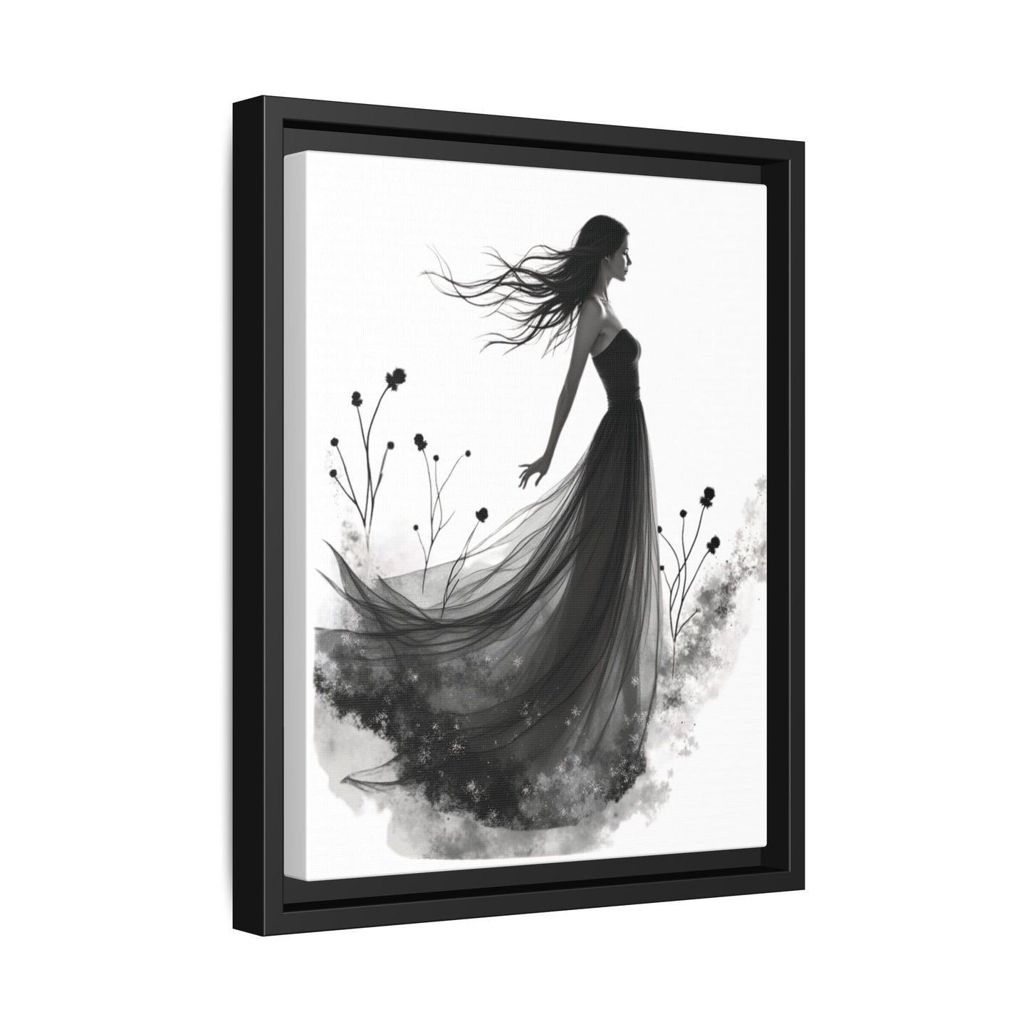 Canvas Print, Woman in Grass, Wall Art Decor, Female Portrait Picture, Nature Illustration