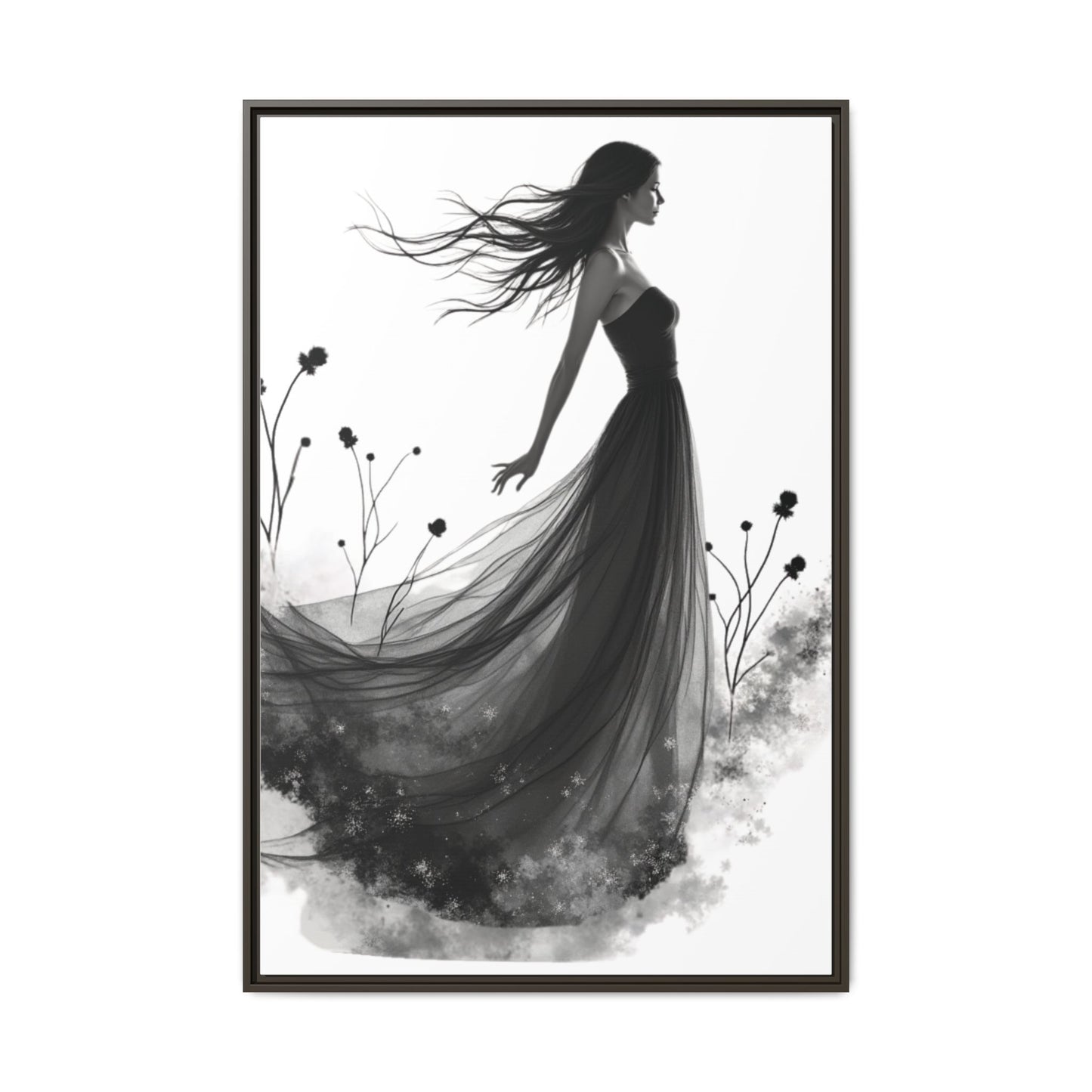 Canvas Print, Woman in Grass, Wall Art Decor, Female Portrait Picture, Nature Illustration