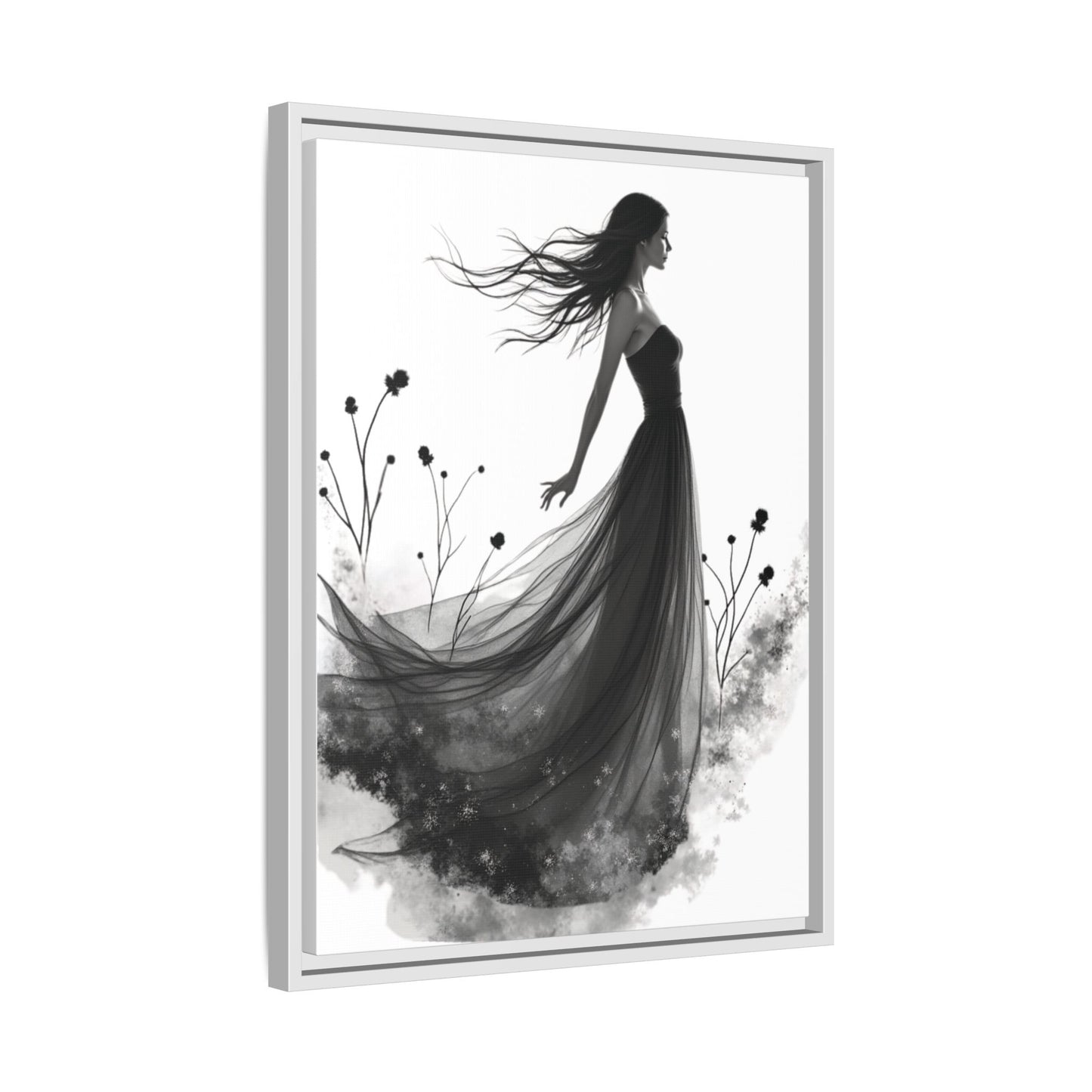 Canvas Print, Woman in Grass, Wall Art Decor, Female Portrait Picture, Nature Illustration