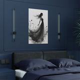 Elegant Satin Wall Art Poster, Black and White Art Print, Home Decor, Gifts for Her, Wedding Decor, Floral Artwork