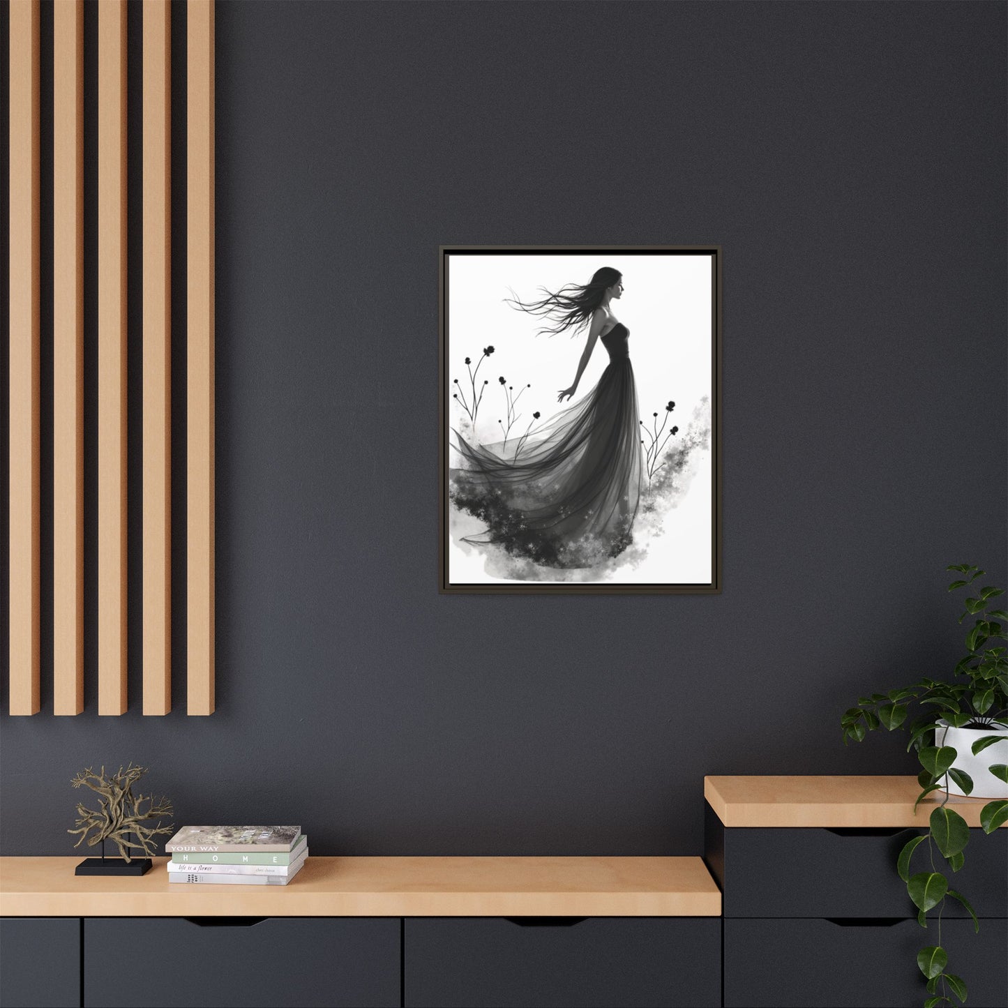 Canvas Print, Woman in Grass, Wall Art Decor, Female Portrait Picture, Nature Illustration