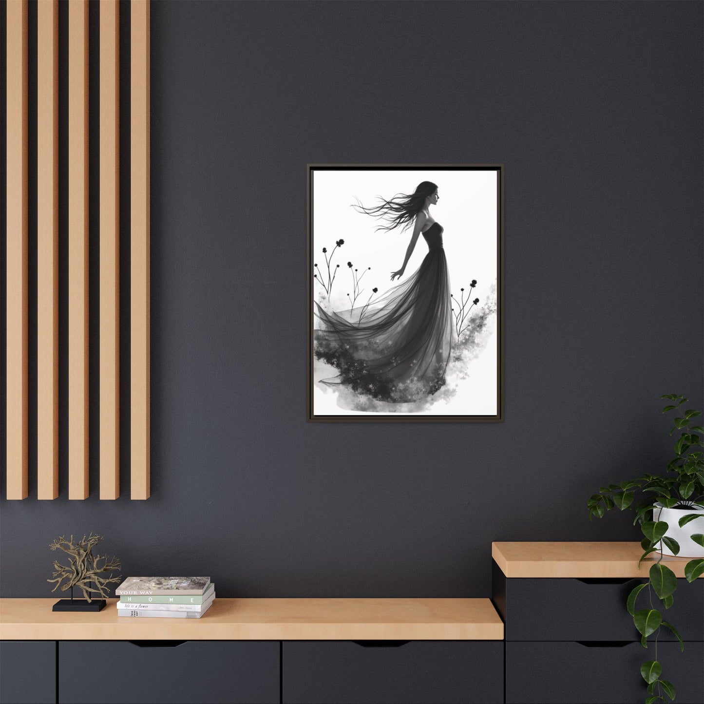 Canvas Print, Woman in Grass, Wall Art Decor, Female Portrait Picture, Nature Illustration