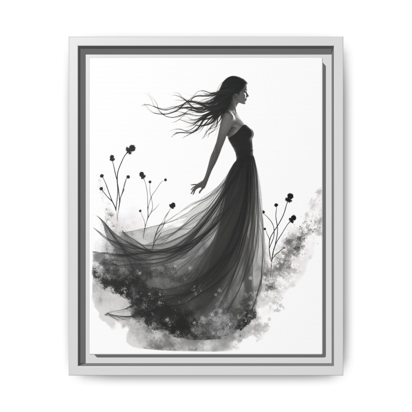 Canvas Print, Woman in Grass, Wall Art Decor, Female Portrait Picture, Nature Illustration