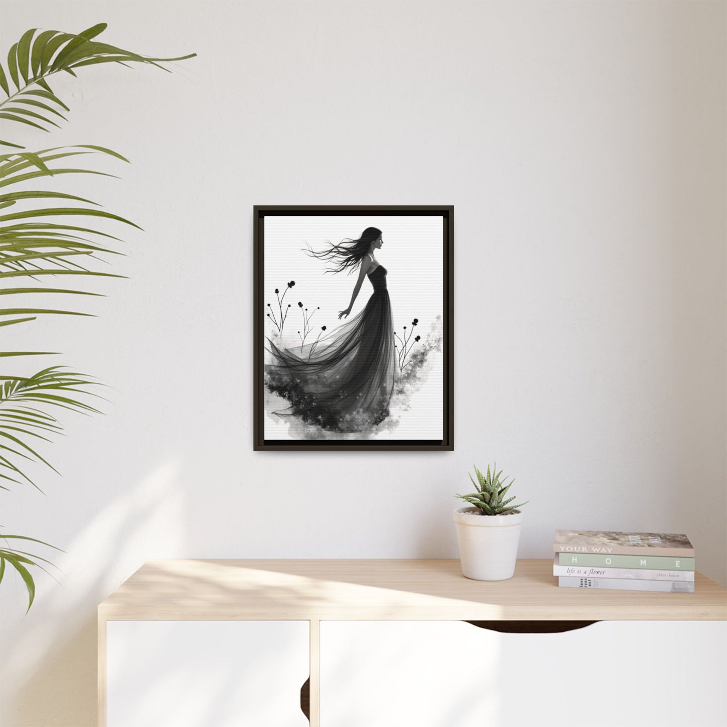 Canvas Print, Woman in Grass, Wall Art Decor, Female Portrait Picture, Nature Illustration