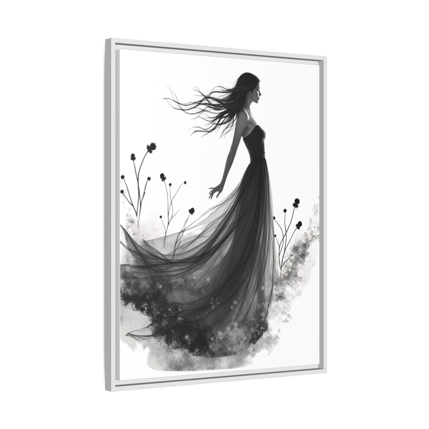 Canvas Print, Woman in Grass, Wall Art Decor, Female Portrait Picture, Nature Illustration