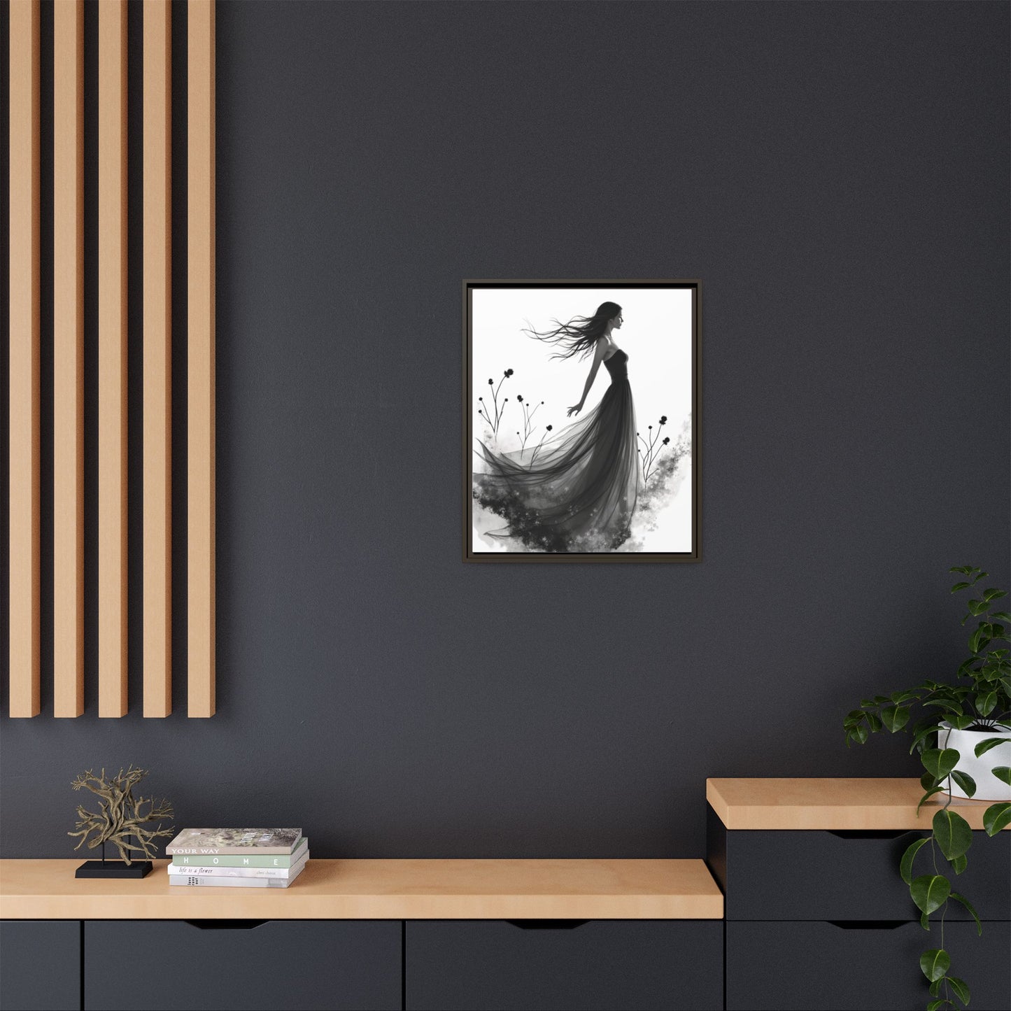 Canvas Print, Woman in Grass, Wall Art Decor, Female Portrait Picture, Nature Illustration