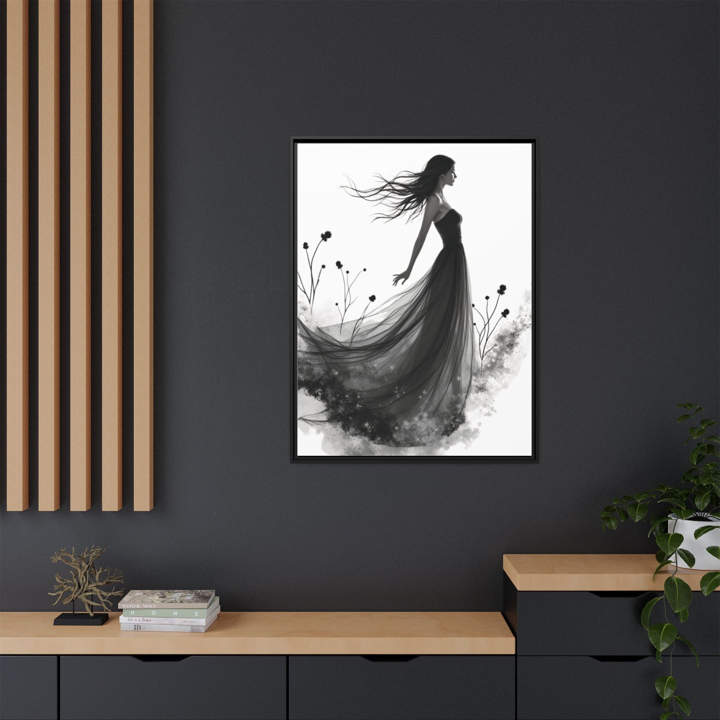 Canvas Print, Woman in Grass, Wall Art Decor, Female Portrait Picture, Nature Illustration