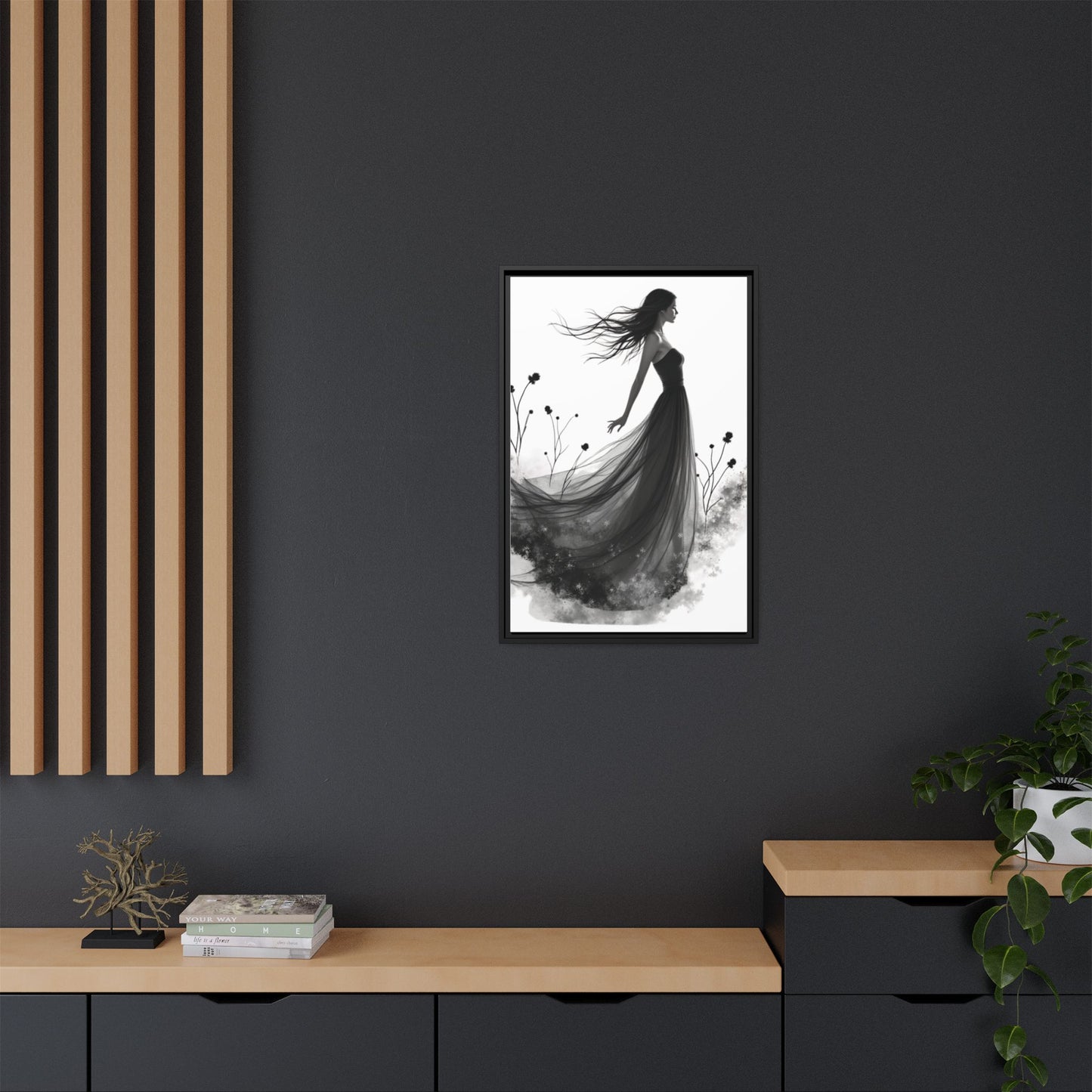 Canvas Print, Woman in Grass, Wall Art Decor, Female Portrait Picture, Nature Illustration