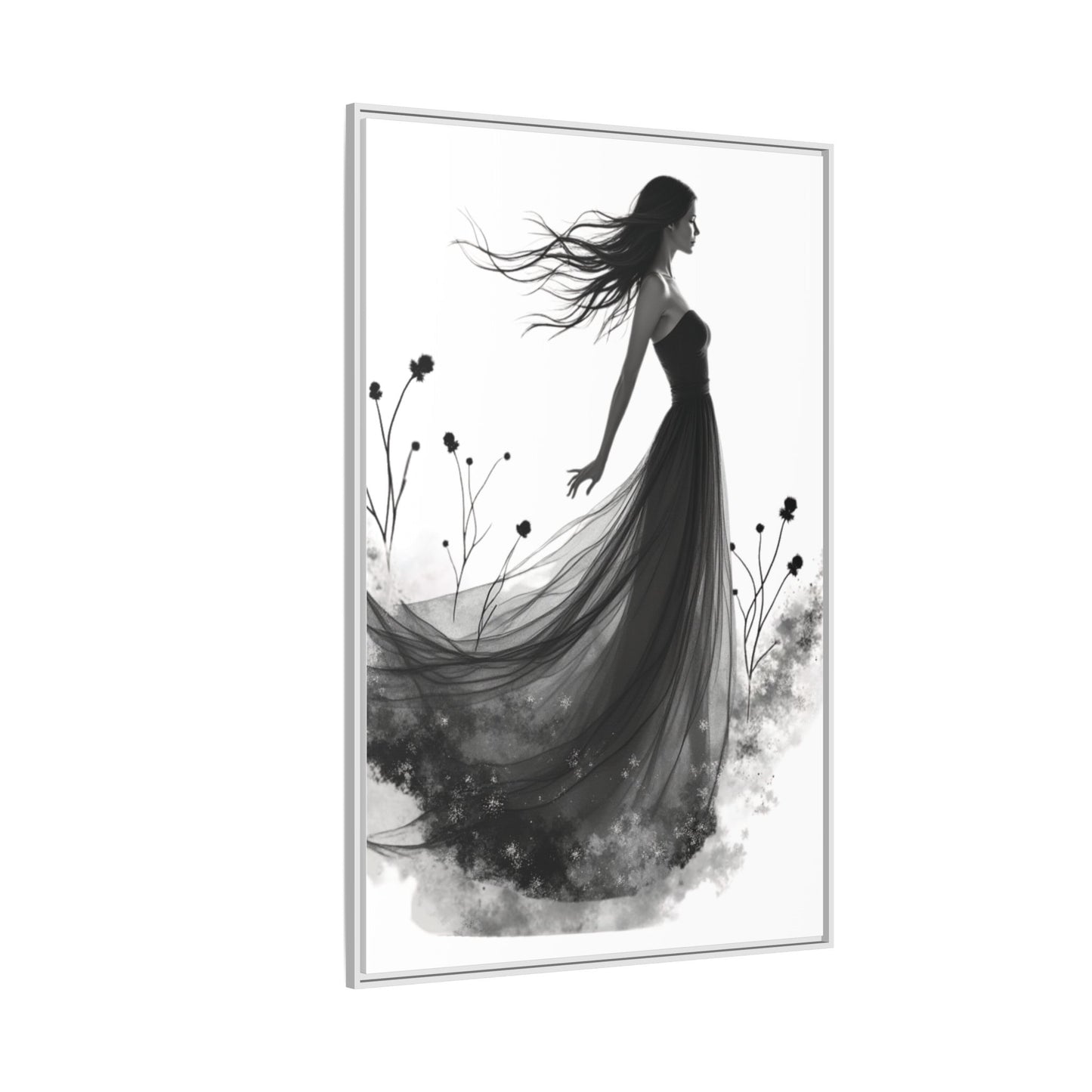 Canvas Print, Woman in Grass, Wall Art Decor, Female Portrait Picture, Nature Illustration