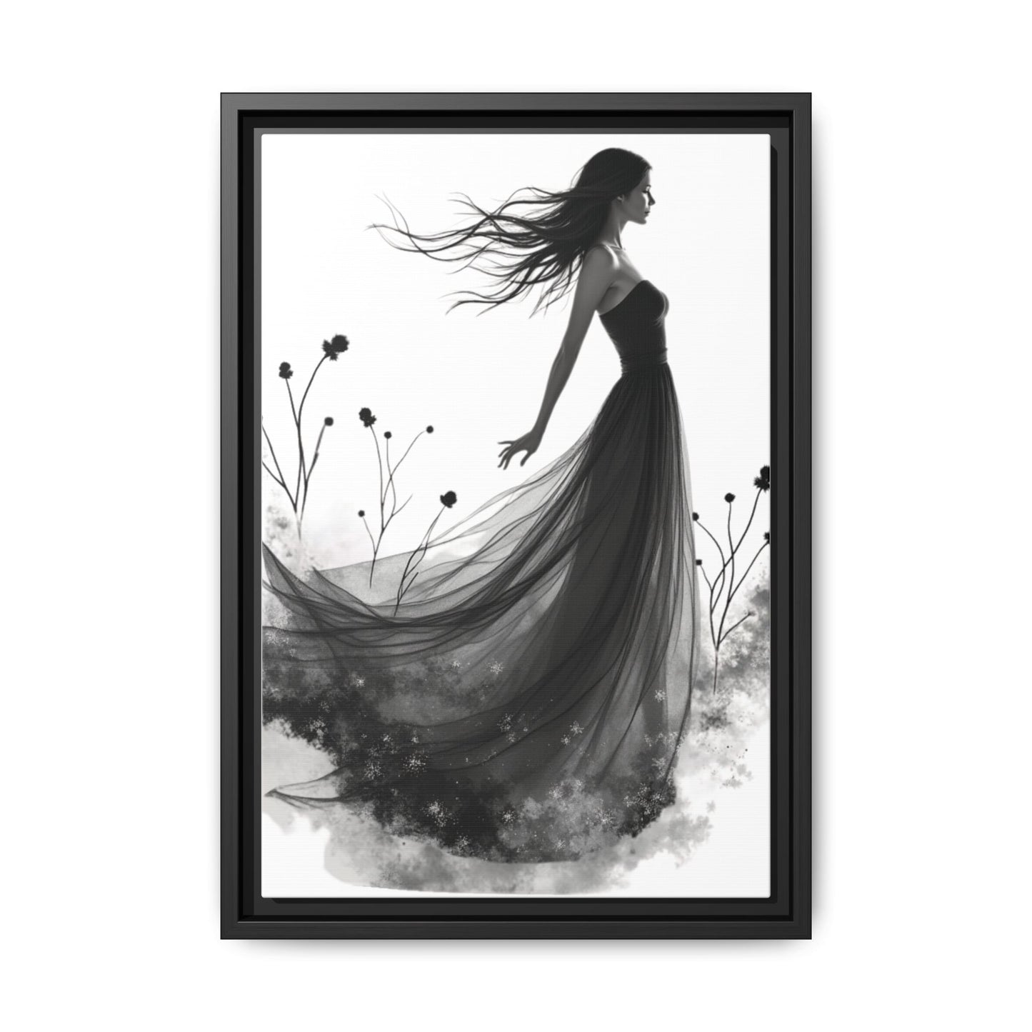 Canvas Print, Woman in Grass, Wall Art Decor, Female Portrait Picture, Nature Illustration