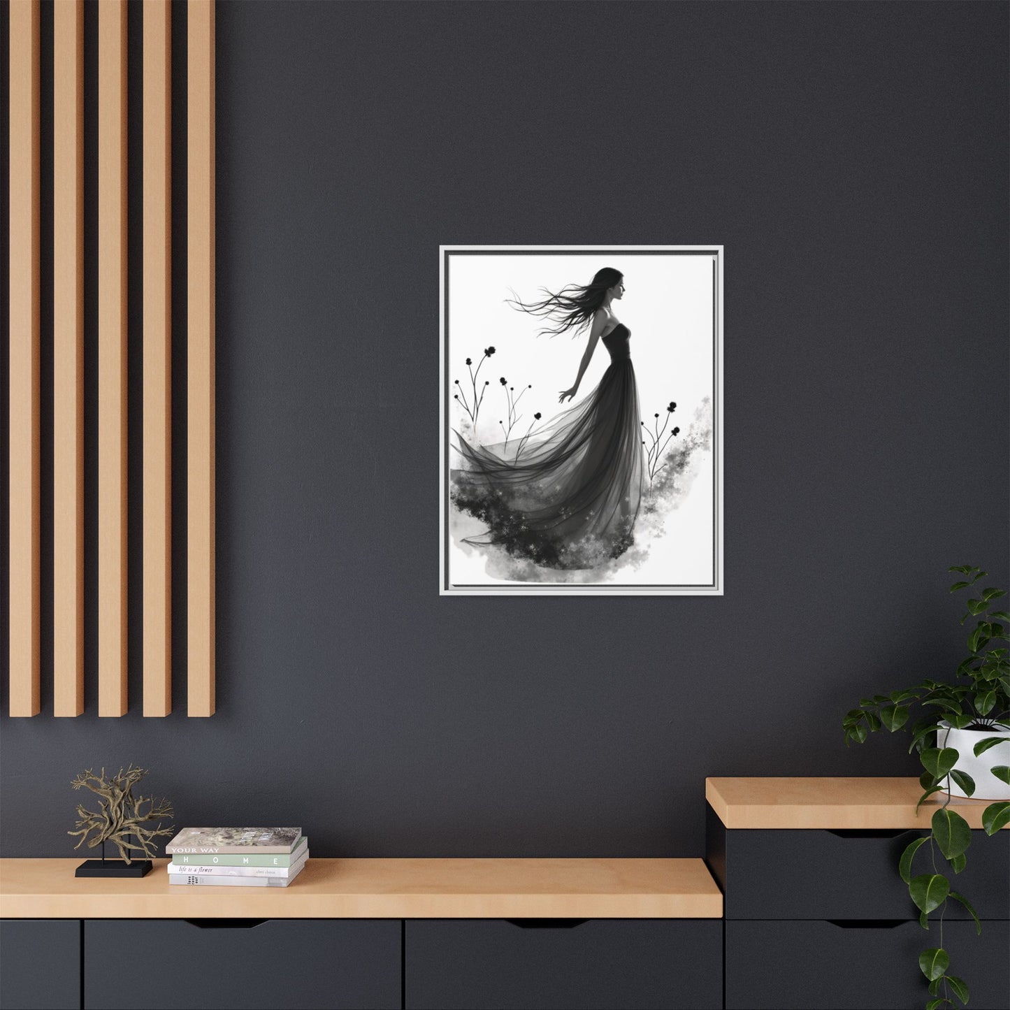 Canvas Print, Woman in Grass, Wall Art Decor, Female Portrait Picture, Nature Illustration