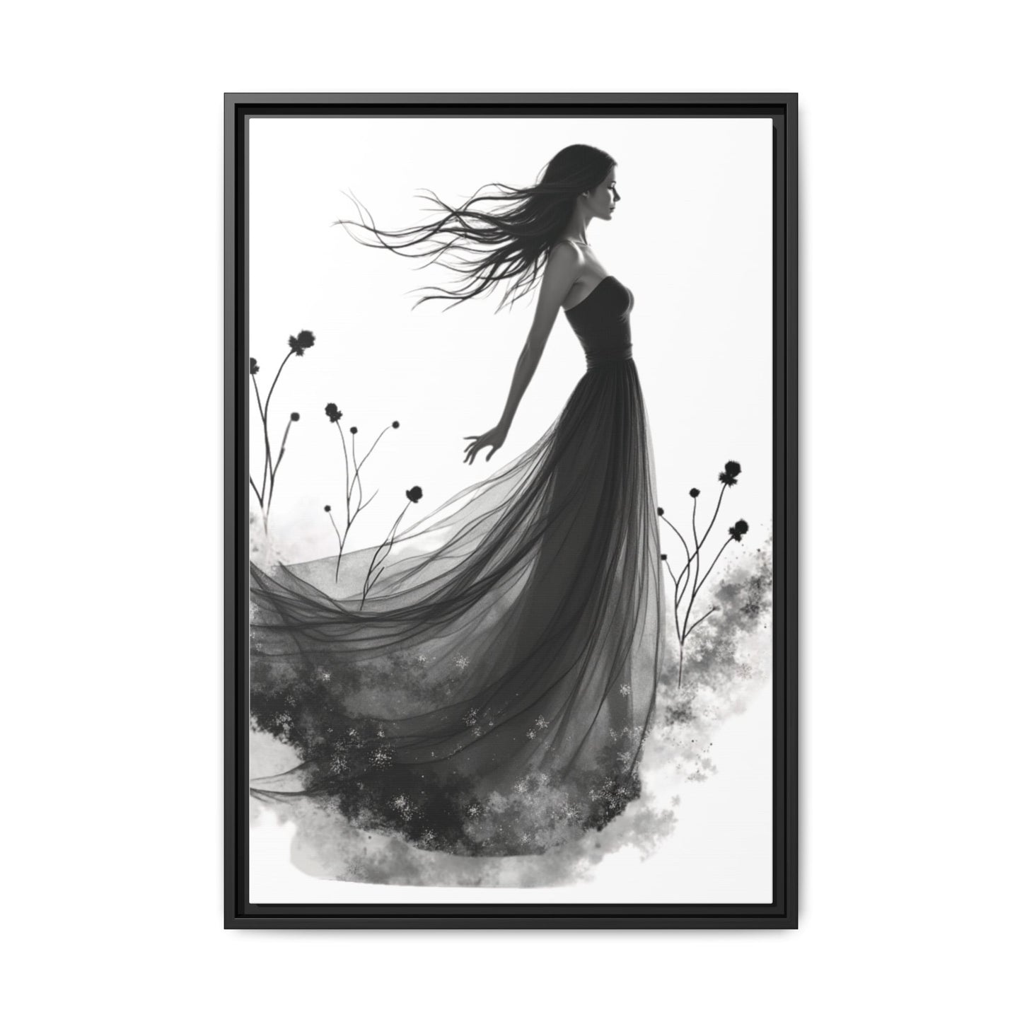 Canvas Print, Woman in Grass, Wall Art Decor, Female Portrait Picture, Nature Illustration