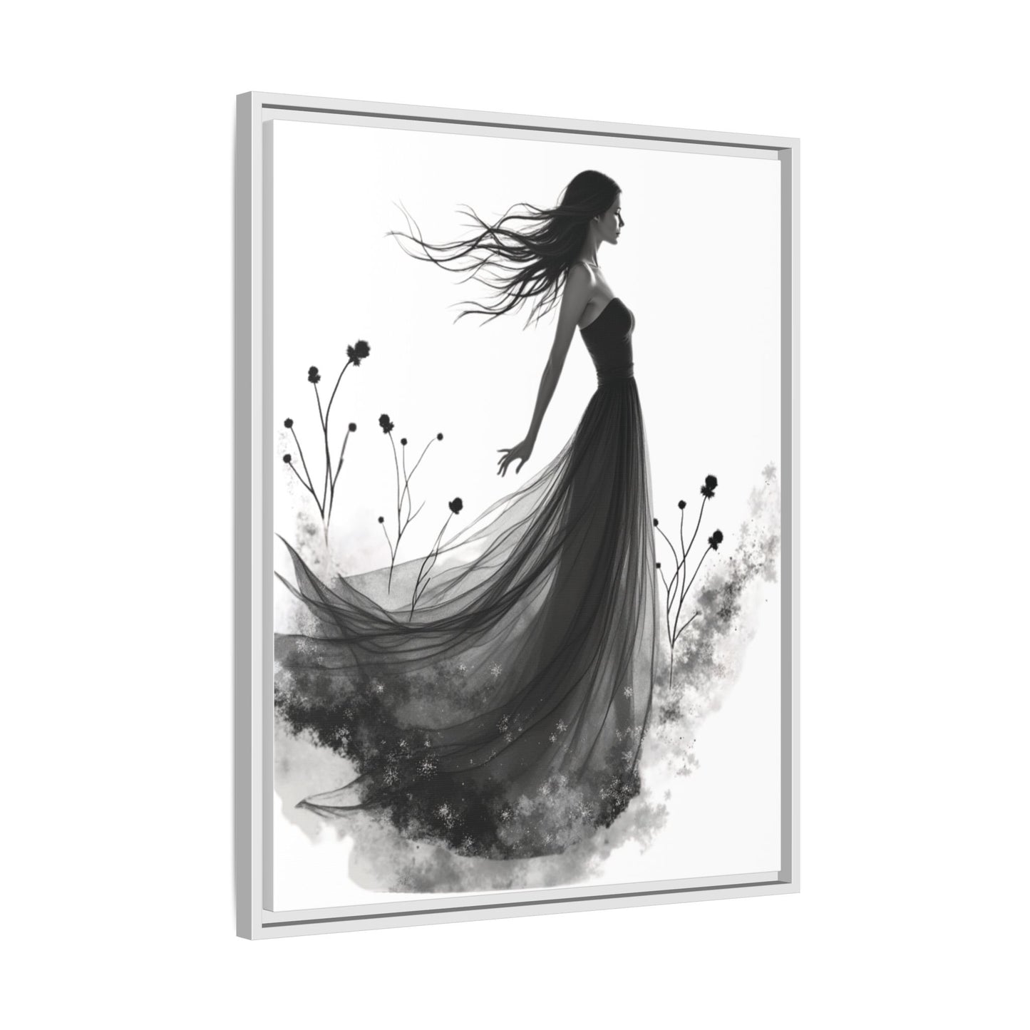 Canvas Print, Woman in Grass, Wall Art Decor, Female Portrait Picture, Nature Illustration