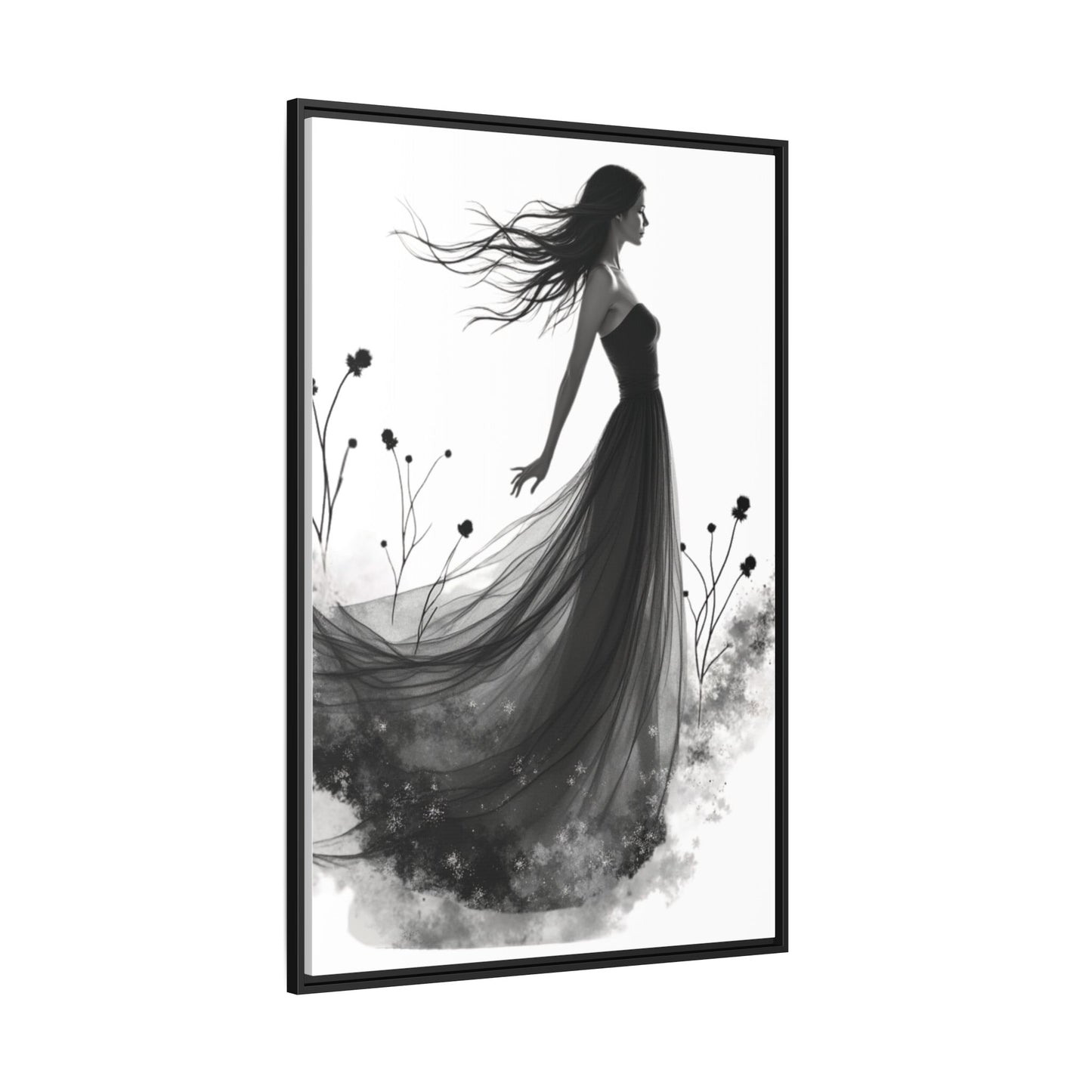 Canvas Print, Woman in Grass, Wall Art Decor, Female Portrait Picture, Nature Illustration