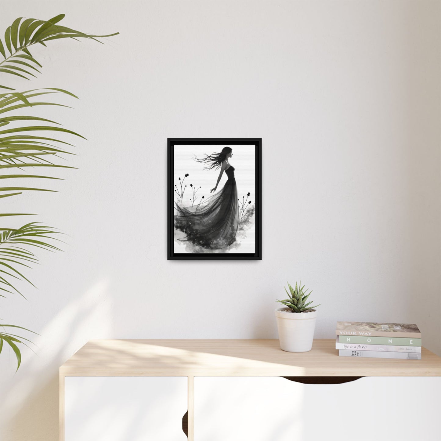 Canvas Print, Woman in Grass, Wall Art Decor, Female Portrait Picture, Nature Illustration