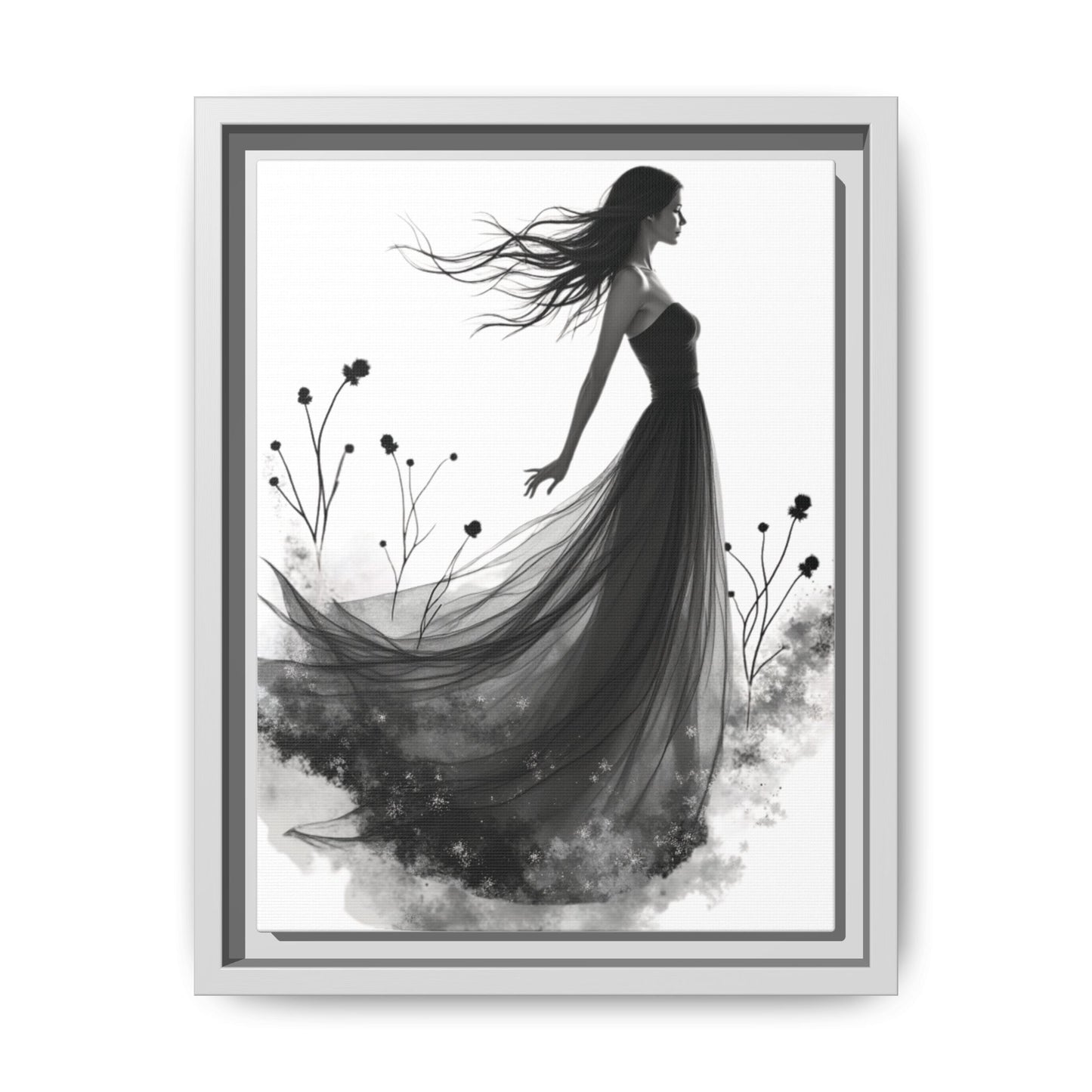 Canvas Print, Woman in Grass, Wall Art Decor, Female Portrait Picture, Nature Illustration
