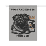 Pug Love Garden Banner, Outdoor Pet Decor, Dog Lover Gift, Dog-Themed Garden Flag, Cute Home & Garden Sign, Pugs and Kisses Decor
