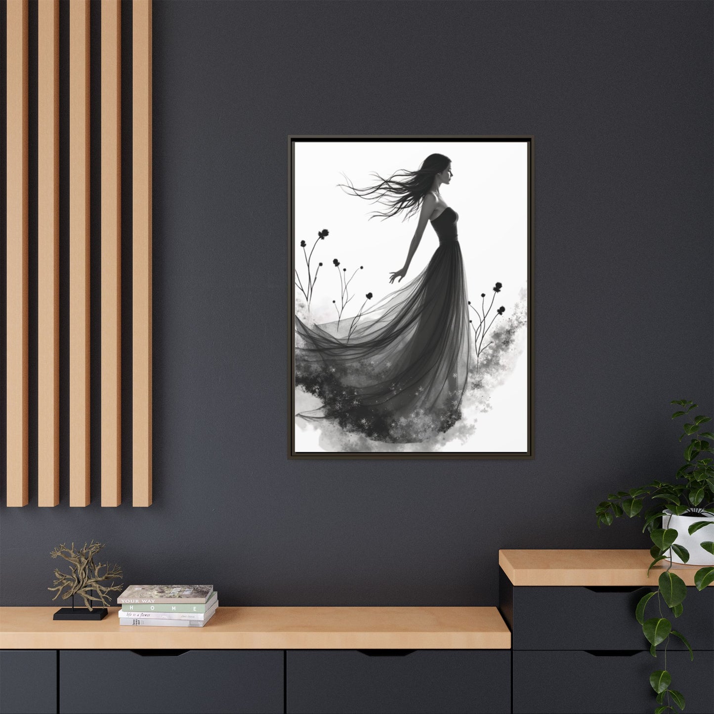 Canvas Print, Woman in Grass, Wall Art Decor, Female Portrait Picture, Nature Illustration