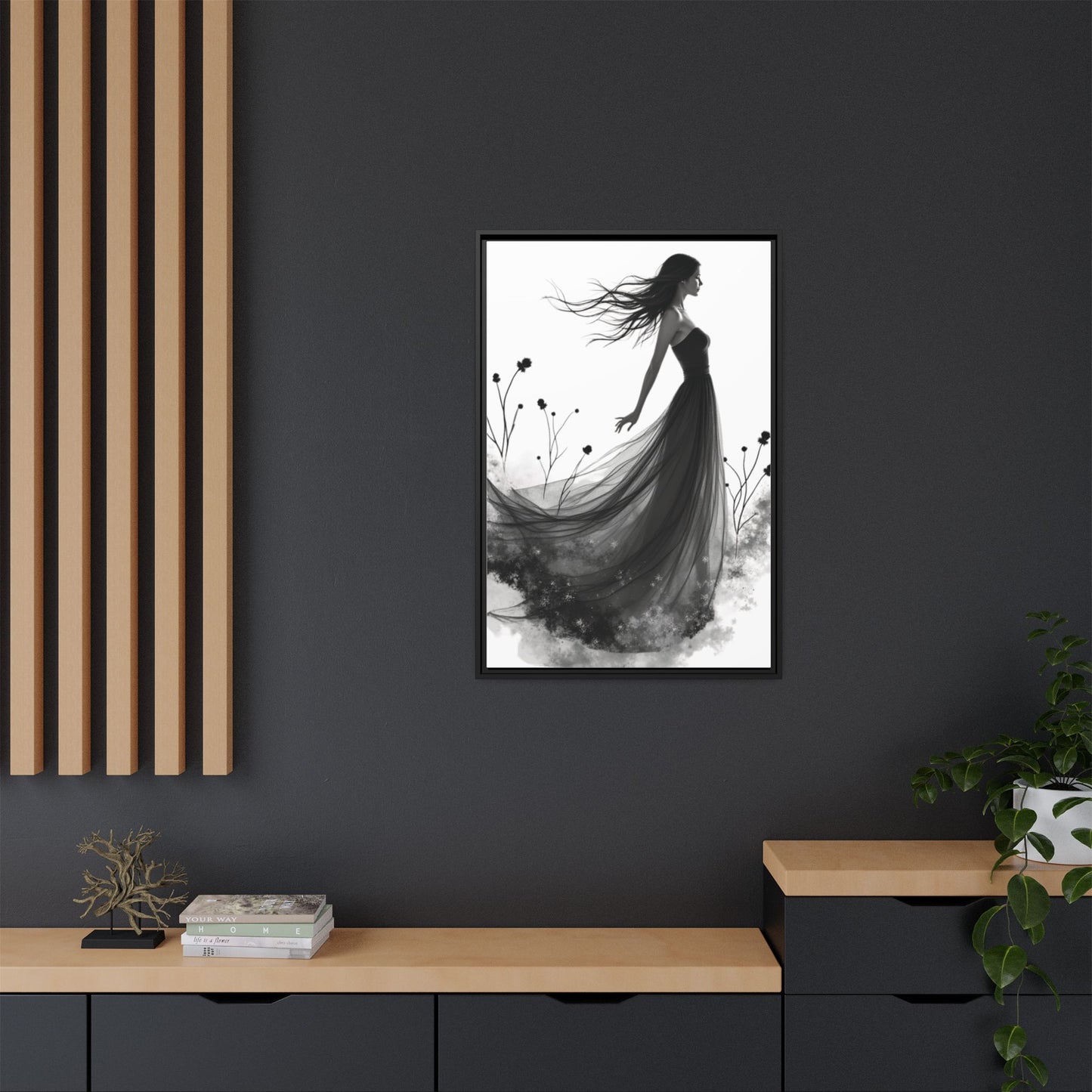 Canvas Print, Woman in Grass, Wall Art Decor, Female Portrait Picture, Nature Illustration