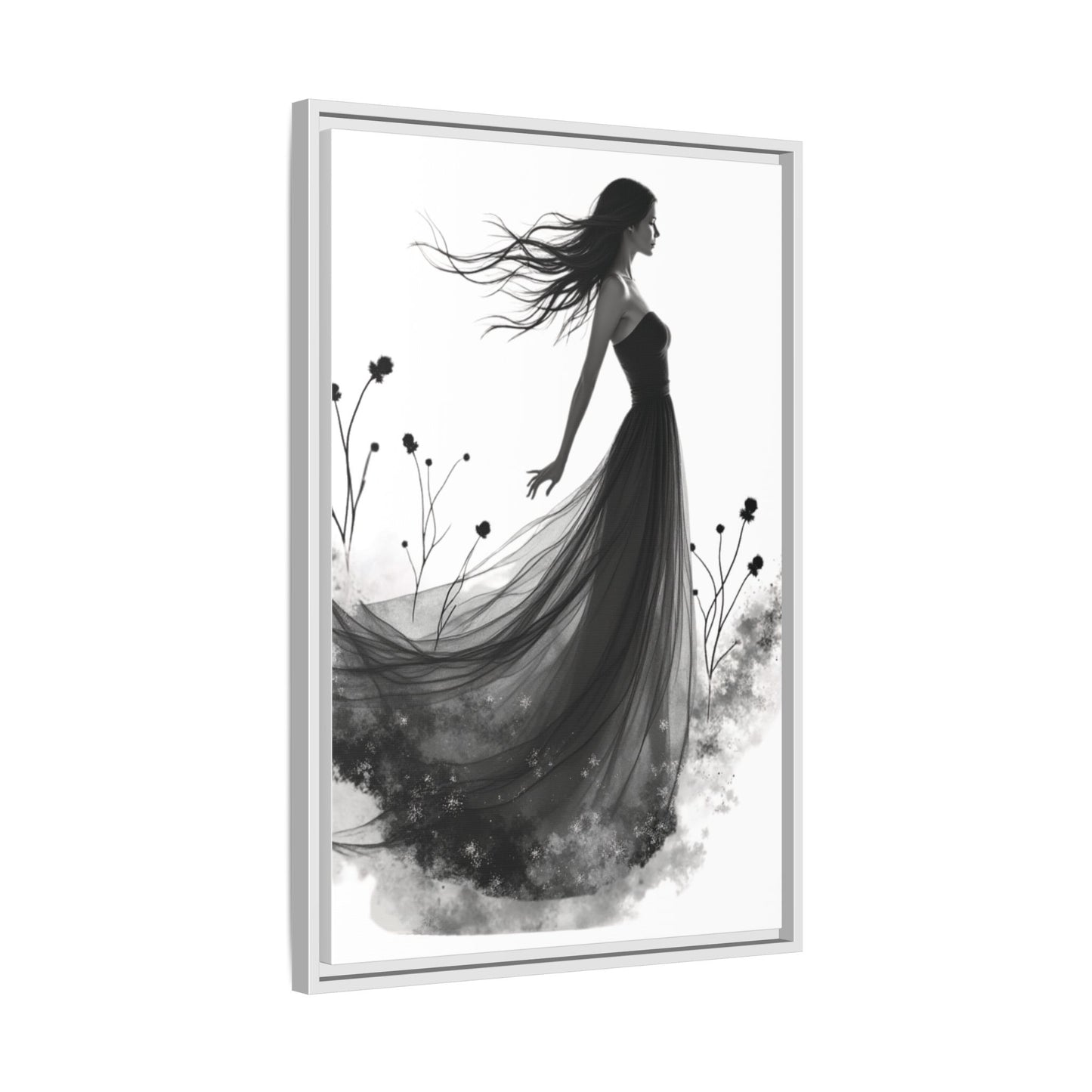 Canvas Print, Woman in Grass, Wall Art Decor, Female Portrait Picture, Nature Illustration