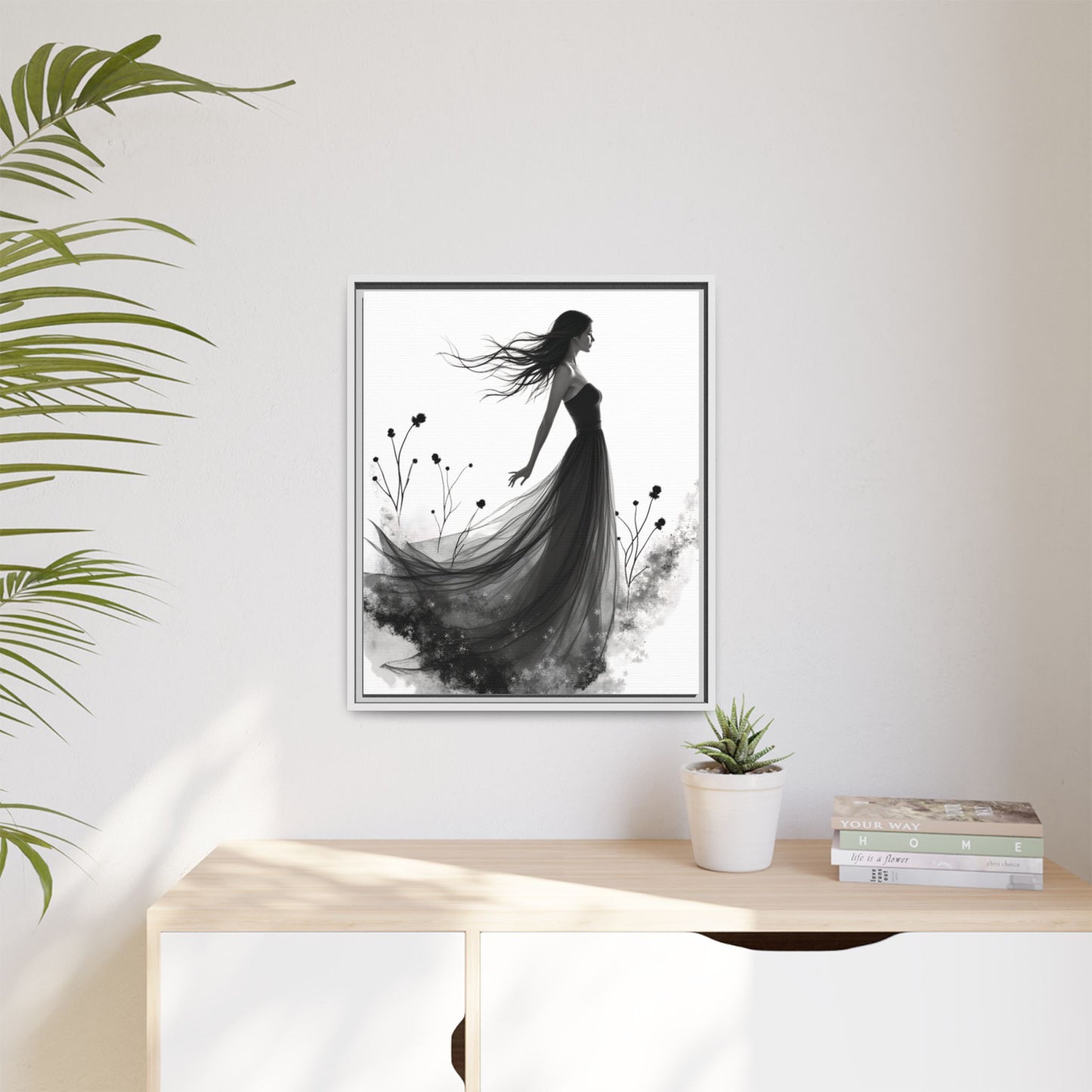 Canvas Print, Woman in Grass, Wall Art Decor, Female Portrait Picture, Nature Illustration