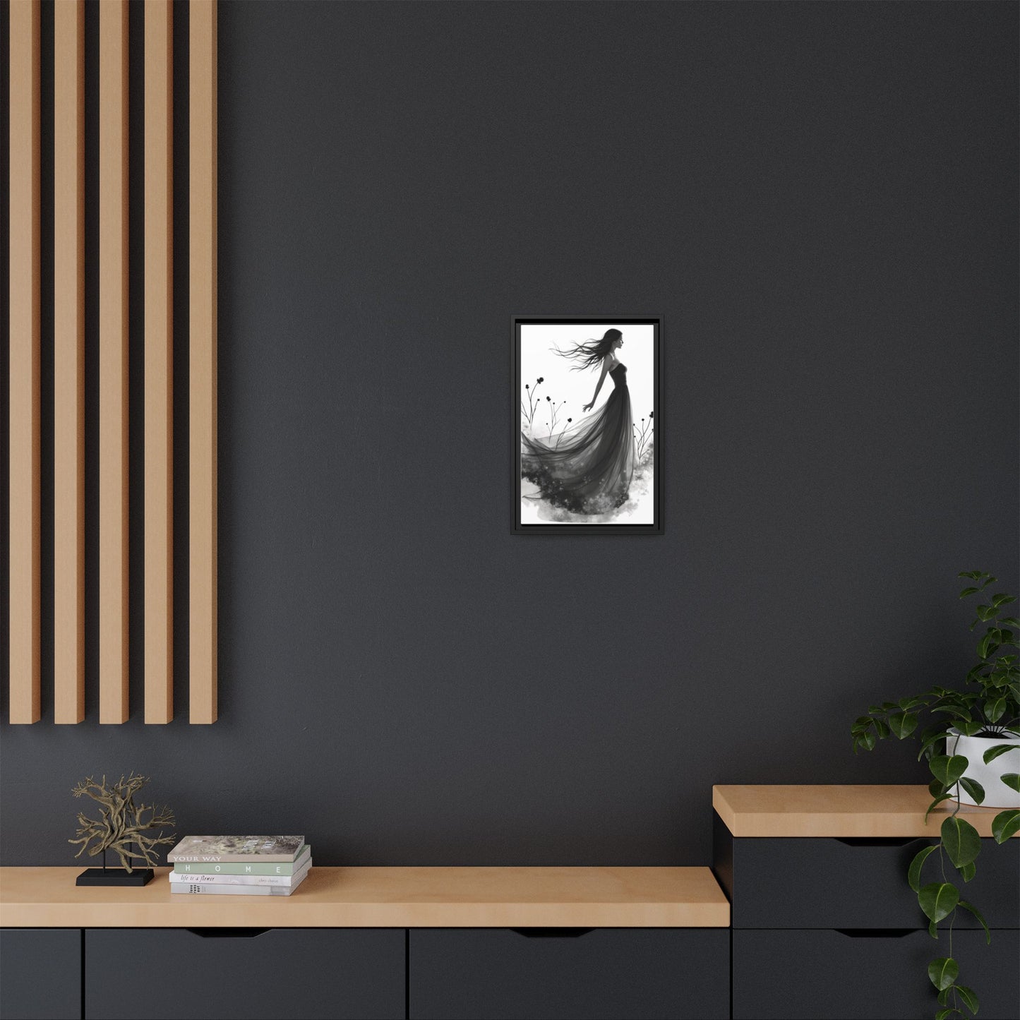 Canvas Print, Woman in Grass, Wall Art Decor, Female Portrait Picture, Nature Illustration