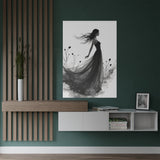 Elegant Satin Wall Art Poster, Black and White Art Print, Home Decor, Gifts for Her, Wedding Decor, Floral Artwork