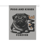 Pug Love Garden Banner, Outdoor Pet Decor, Dog Lover Gift, Dog-Themed Garden Flag, Cute Home & Garden Sign, Pugs and Kisses Decor
