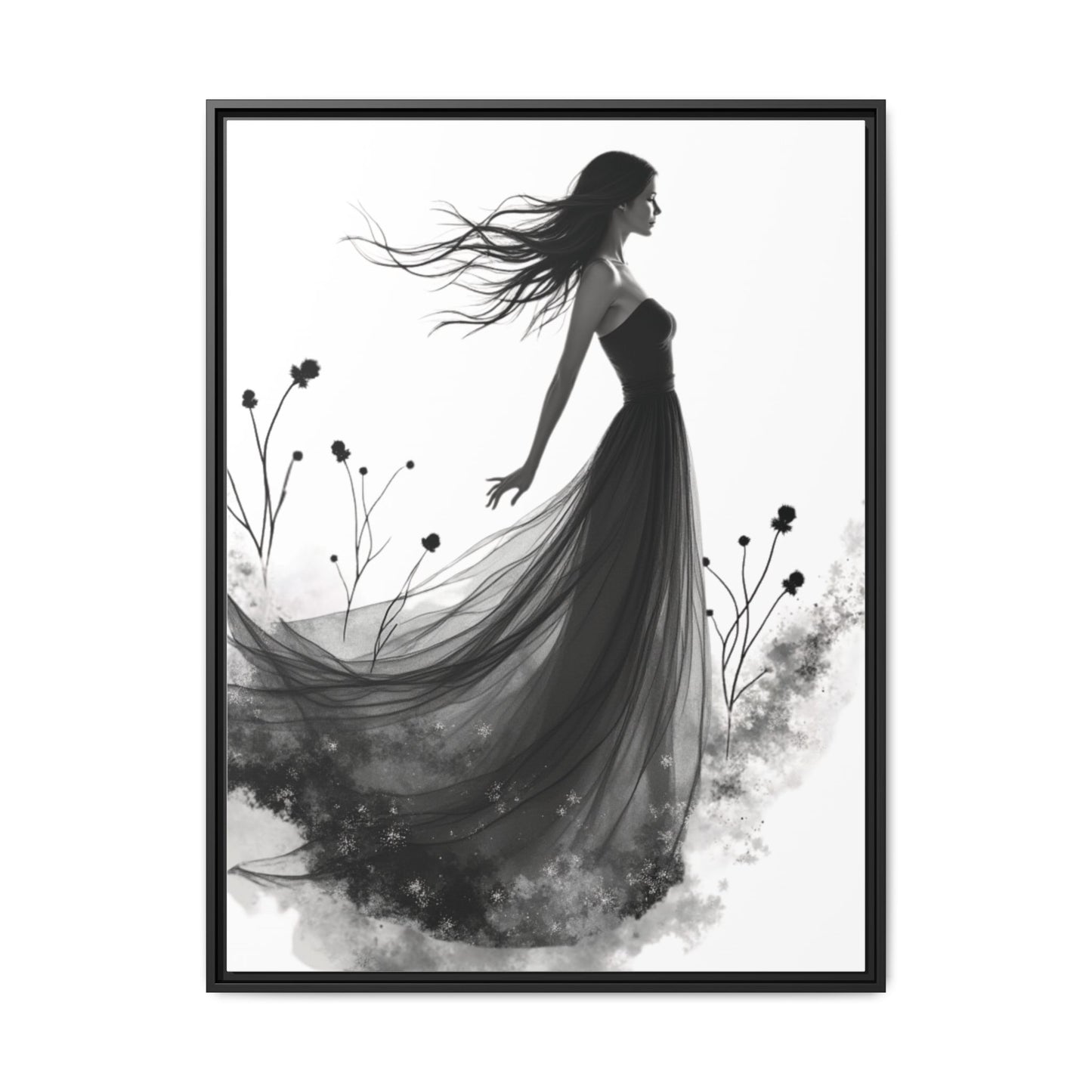 Canvas Print, Woman in Grass, Wall Art Decor, Female Portrait Picture, Nature Illustration