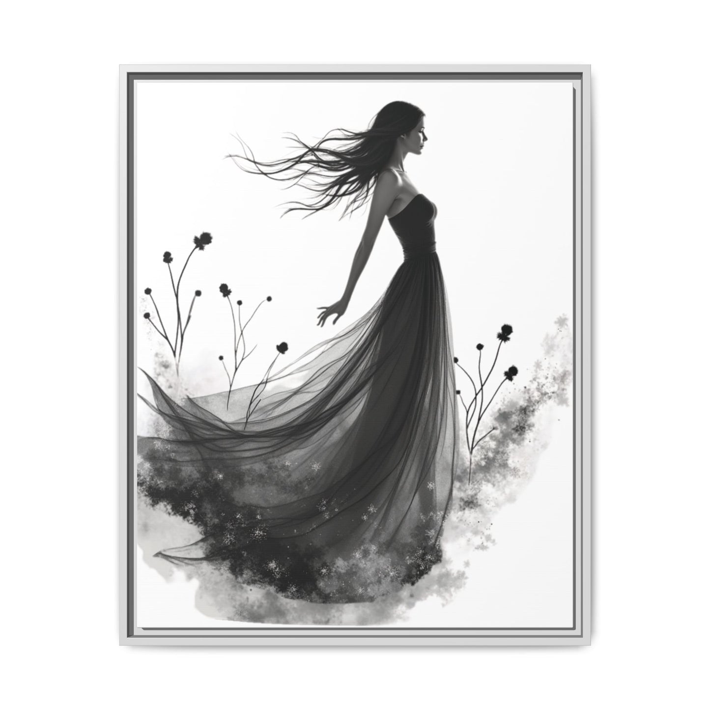 Canvas Print, Woman in Grass, Wall Art Decor, Female Portrait Picture, Nature Illustration