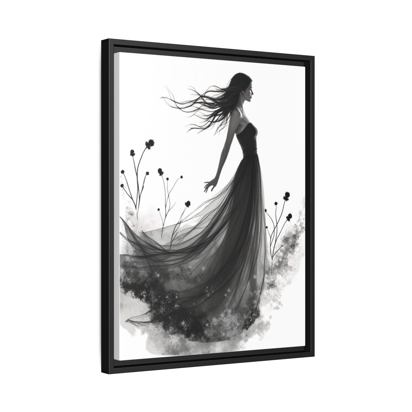 Canvas Print, Woman in Grass, Wall Art Decor, Female Portrait Picture, Nature Illustration