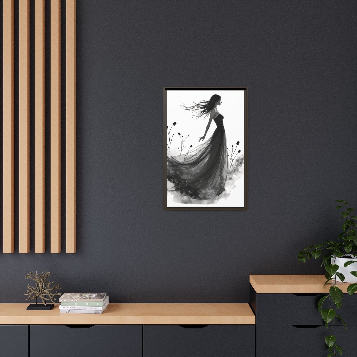 Canvas Print, Woman in Grass, Wall Art Decor, Female Portrait Picture, Nature Illustration