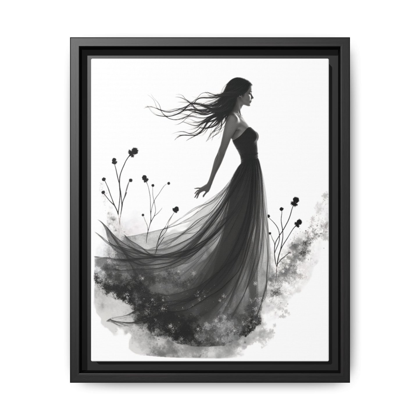 Canvas Print, Woman in Grass, Wall Art Decor, Female Portrait Picture, Nature Illustration