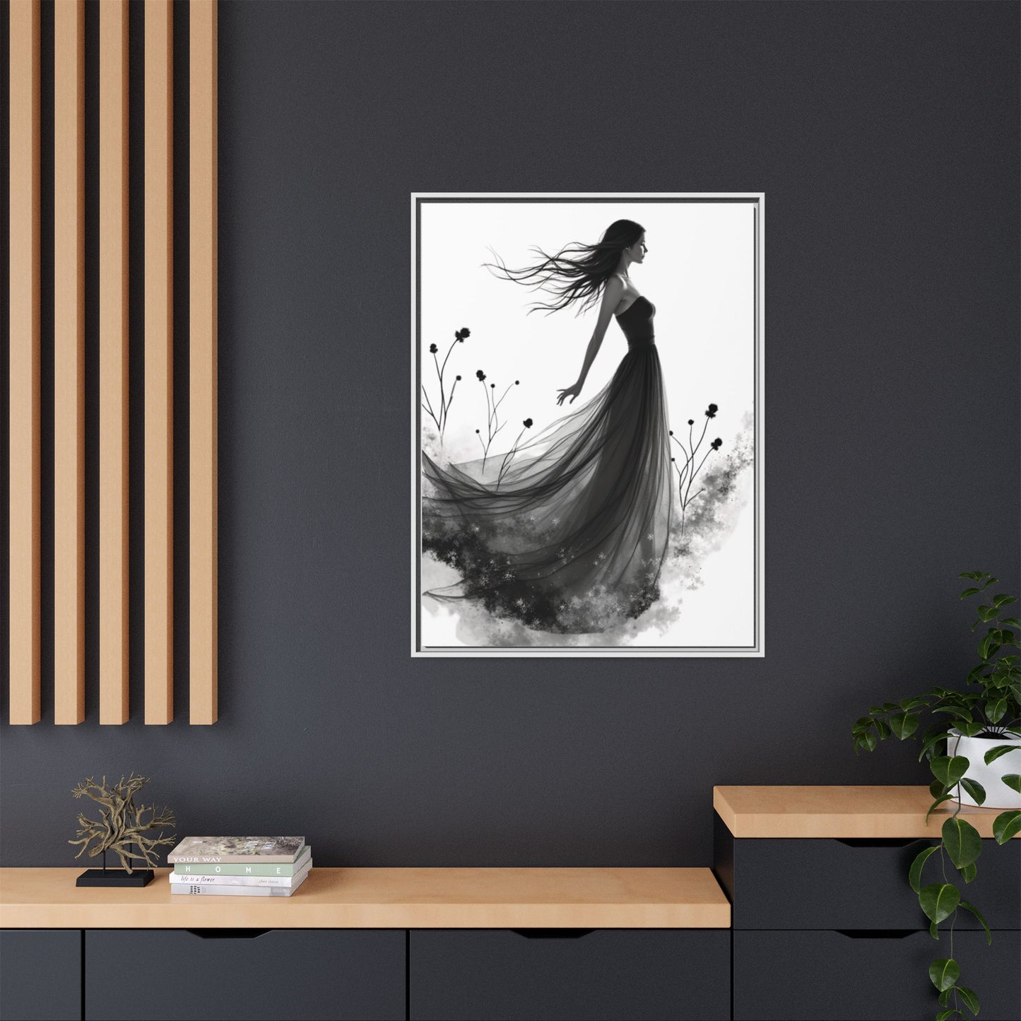 Canvas Print, Woman in Grass, Wall Art Decor, Female Portrait Picture, Nature Illustration