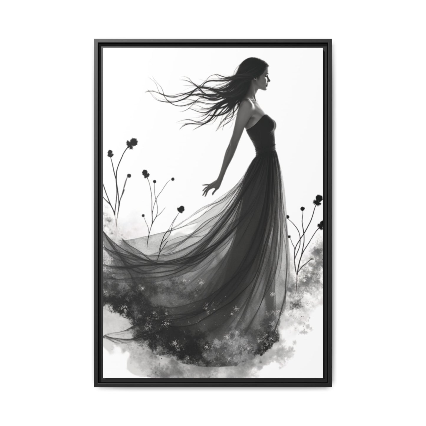 Canvas Print, Woman in Grass, Wall Art Decor, Female Portrait Picture, Nature Illustration