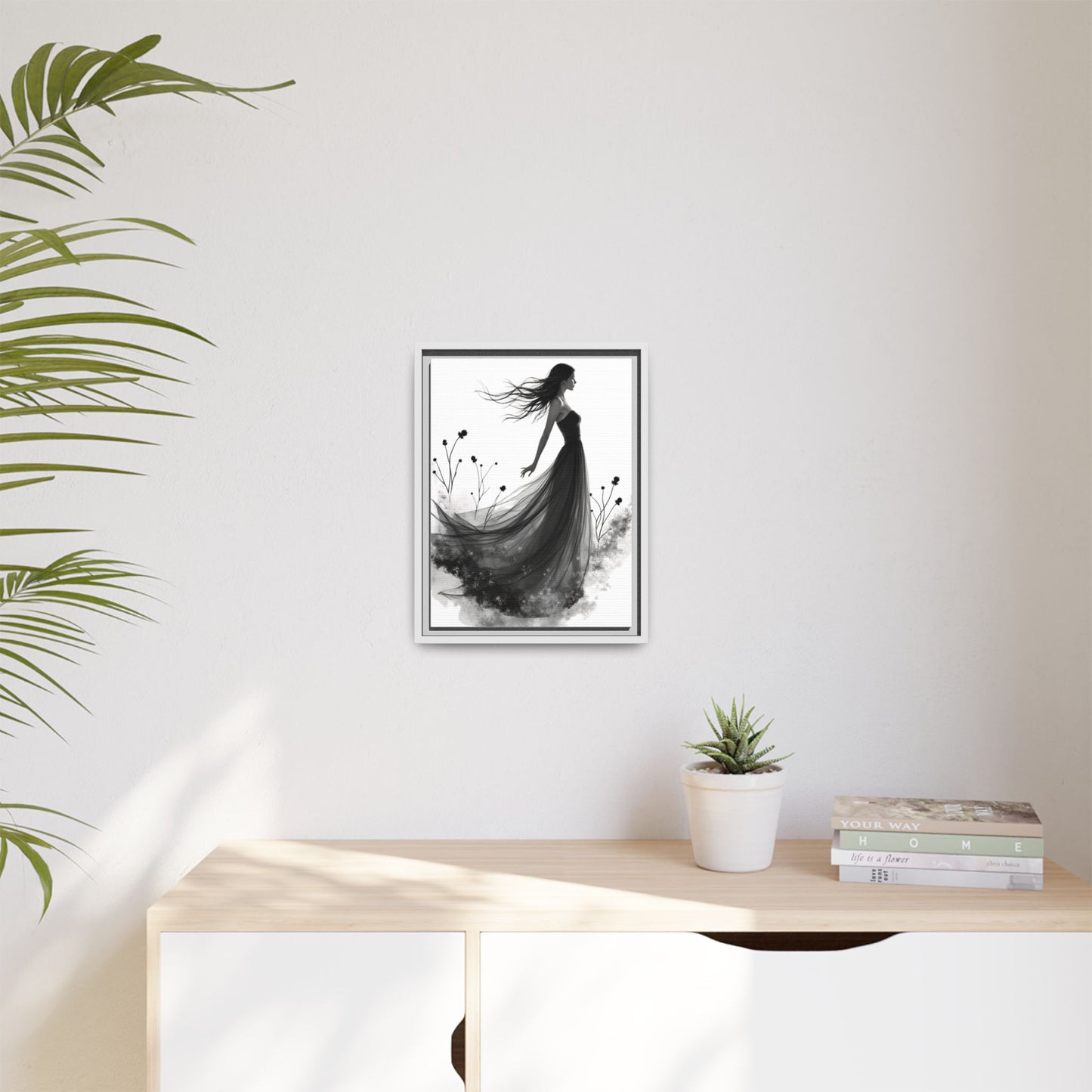 Canvas Print, Woman in Grass, Wall Art Decor, Female Portrait Picture, Nature Illustration
