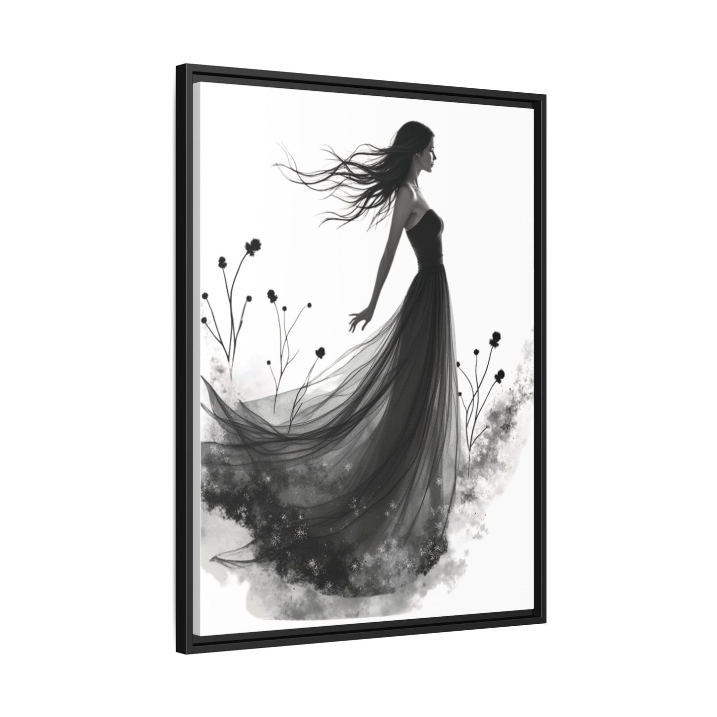 Canvas Print, Woman in Grass, Wall Art Decor, Female Portrait Picture, Nature Illustration