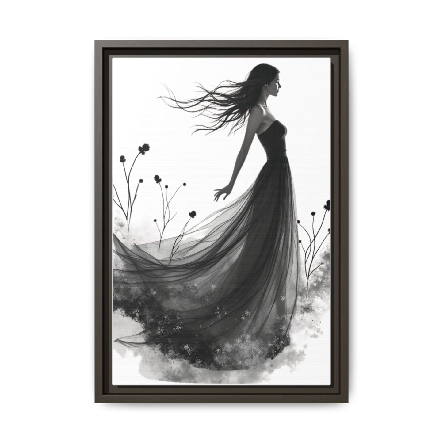 Canvas Print, Woman in Grass, Wall Art Decor, Female Portrait Picture, Nature Illustration