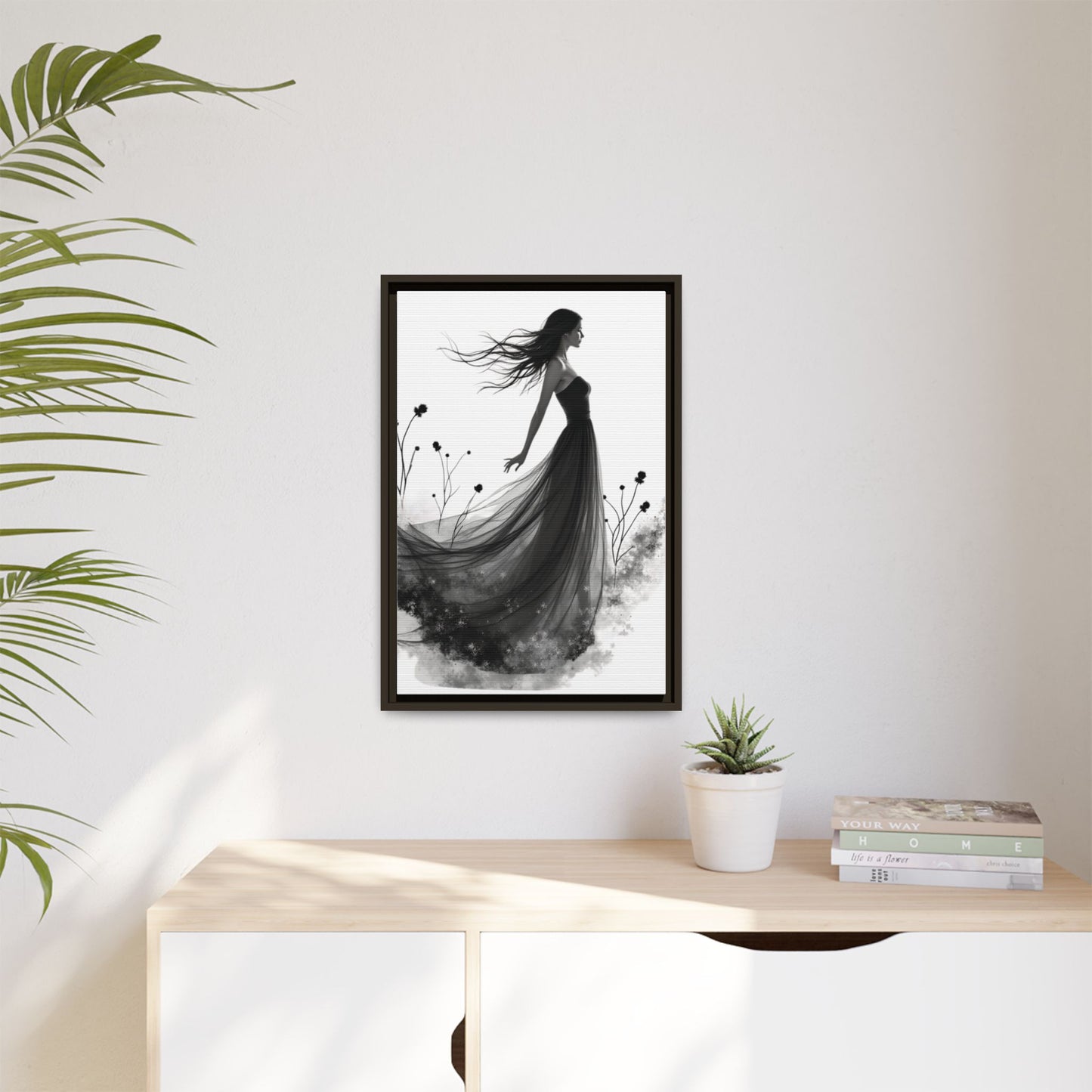 Canvas Print, Woman in Grass, Wall Art Decor, Female Portrait Picture, Nature Illustration