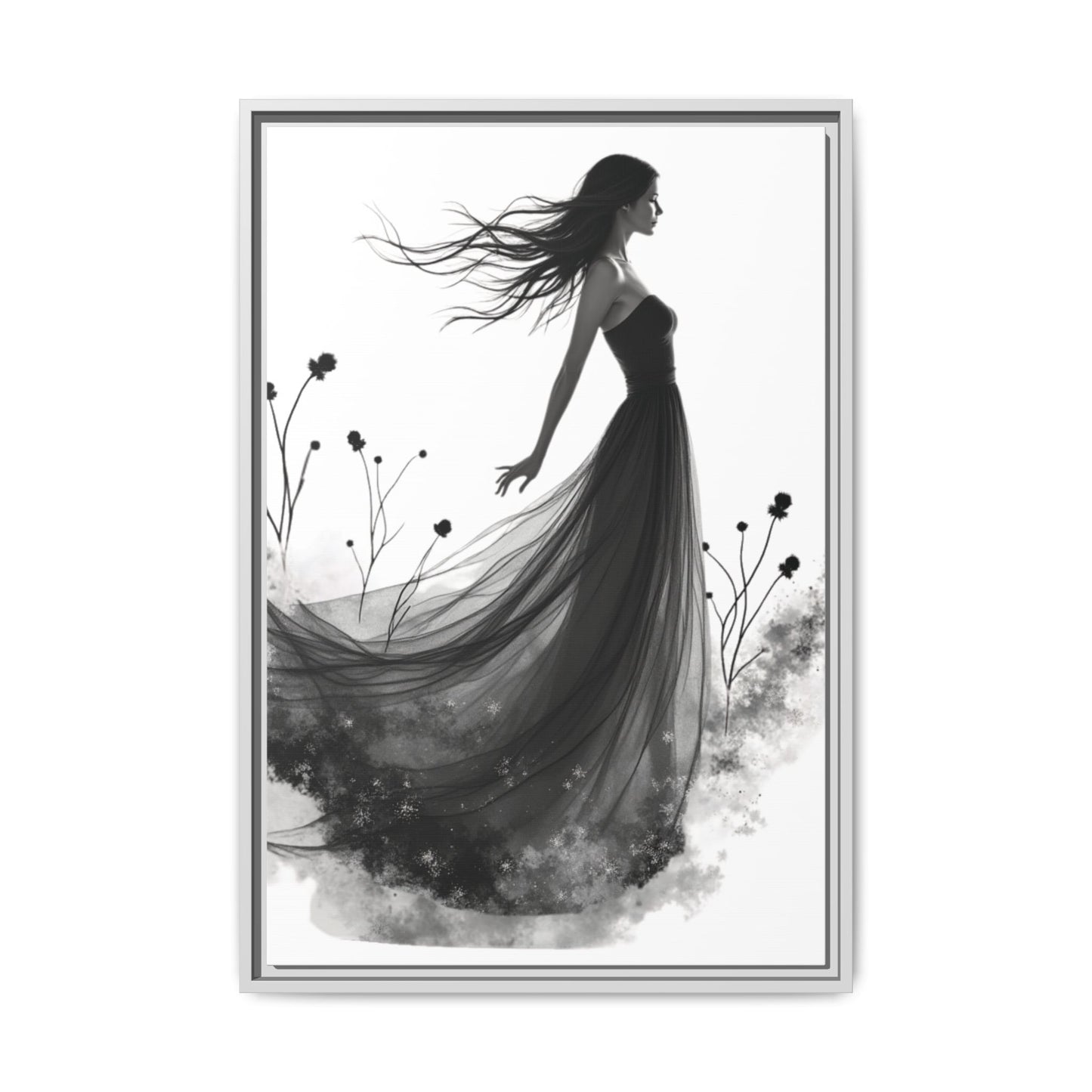 Canvas Print, Woman in Grass, Wall Art Decor, Female Portrait Picture, Nature Illustration