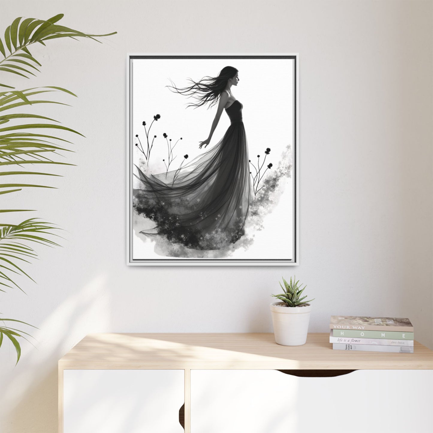Canvas Print, Woman in Grass, Wall Art Decor, Female Portrait Picture, Nature Illustration