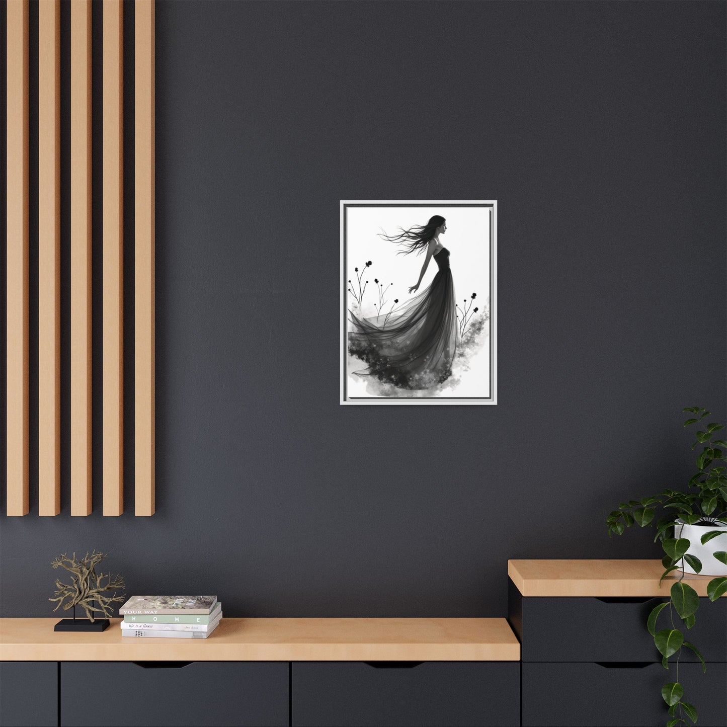 Canvas Print, Woman in Grass, Wall Art Decor, Female Portrait Picture, Nature Illustration