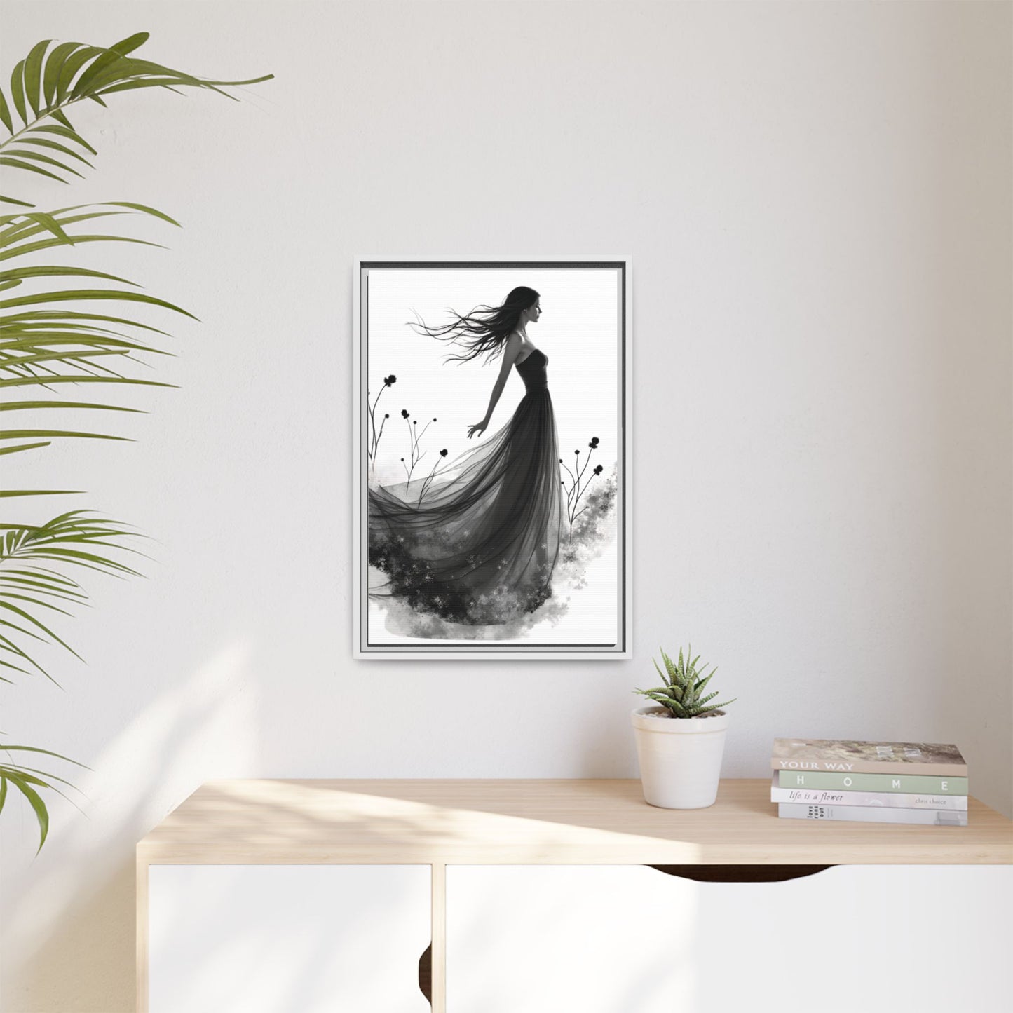 Canvas Print, Woman in Grass, Wall Art Decor, Female Portrait Picture, Nature Illustration