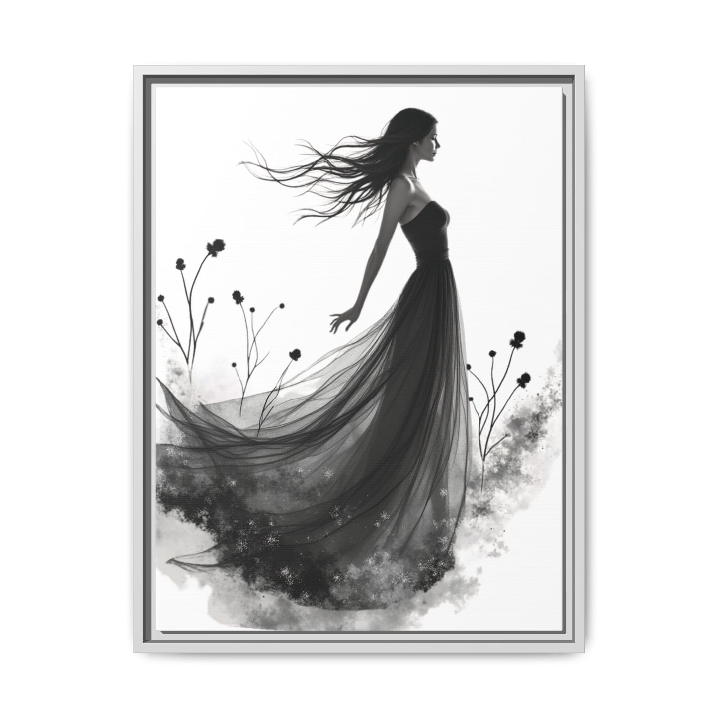 Canvas Print, Woman in Grass, Wall Art Decor, Female Portrait Picture, Nature Illustration