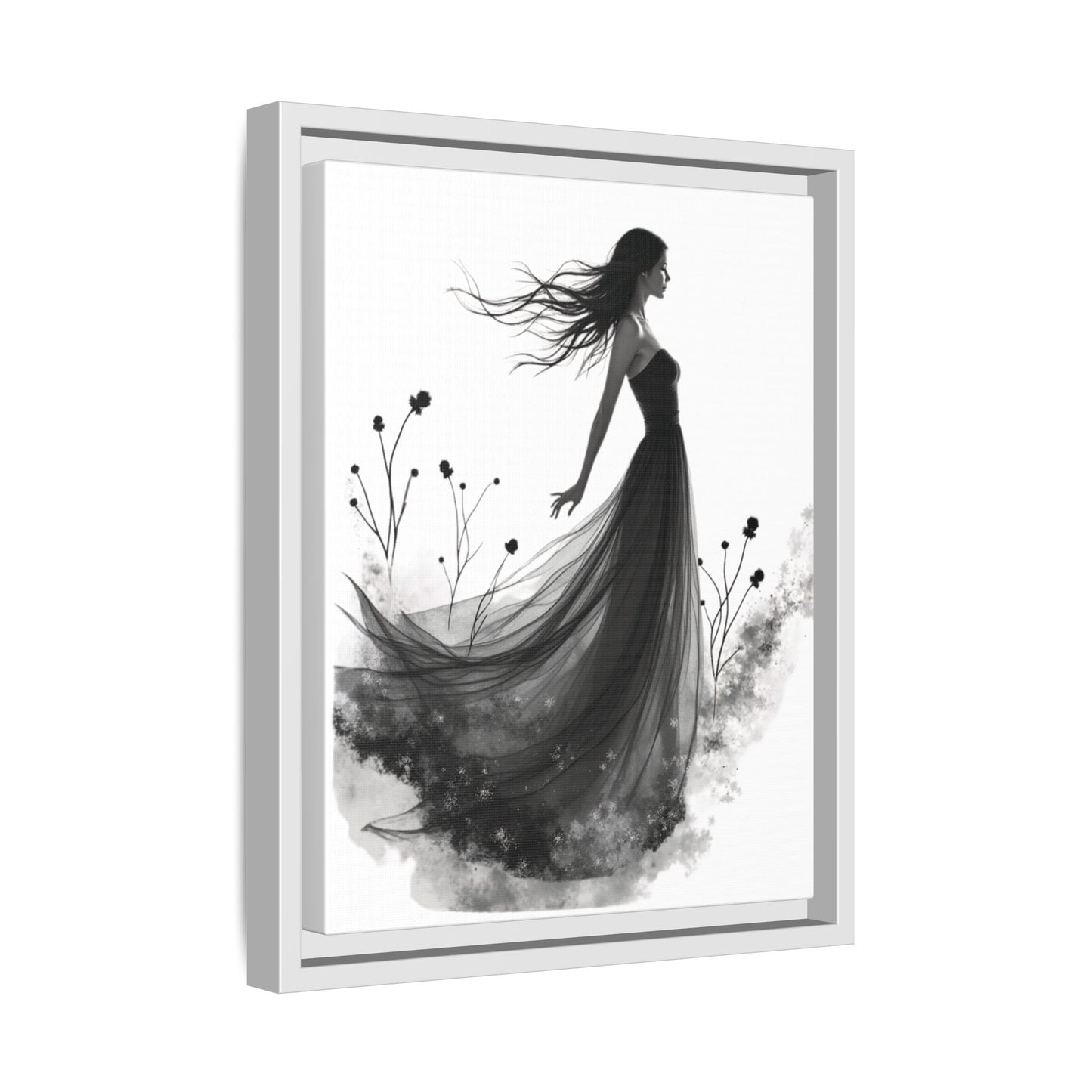 Canvas Print, Woman in Grass, Wall Art Decor, Female Portrait Picture, Nature Illustration
